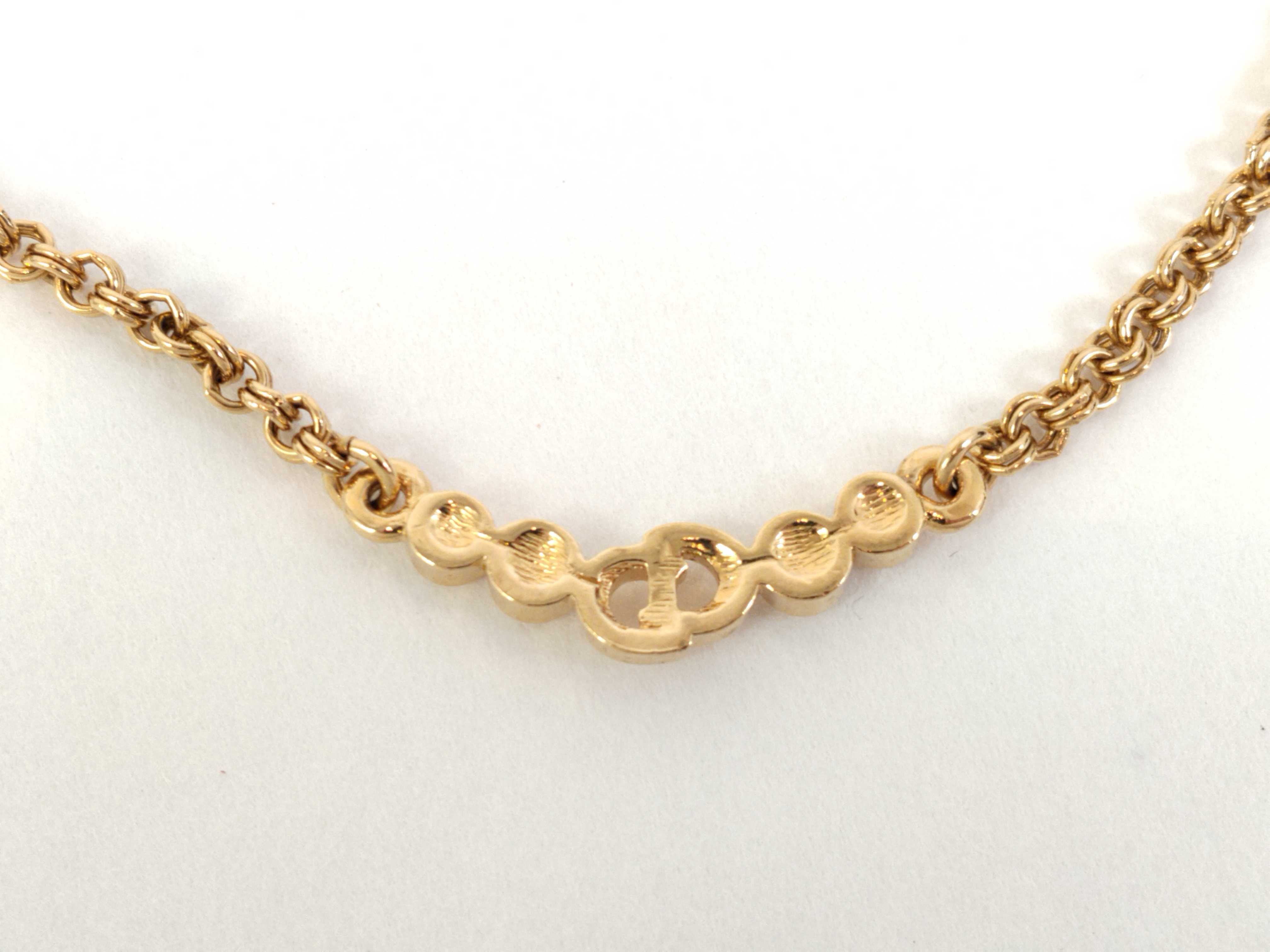 Necklace CD Logo Rhinestone GP Gold Color Necklace — view 2