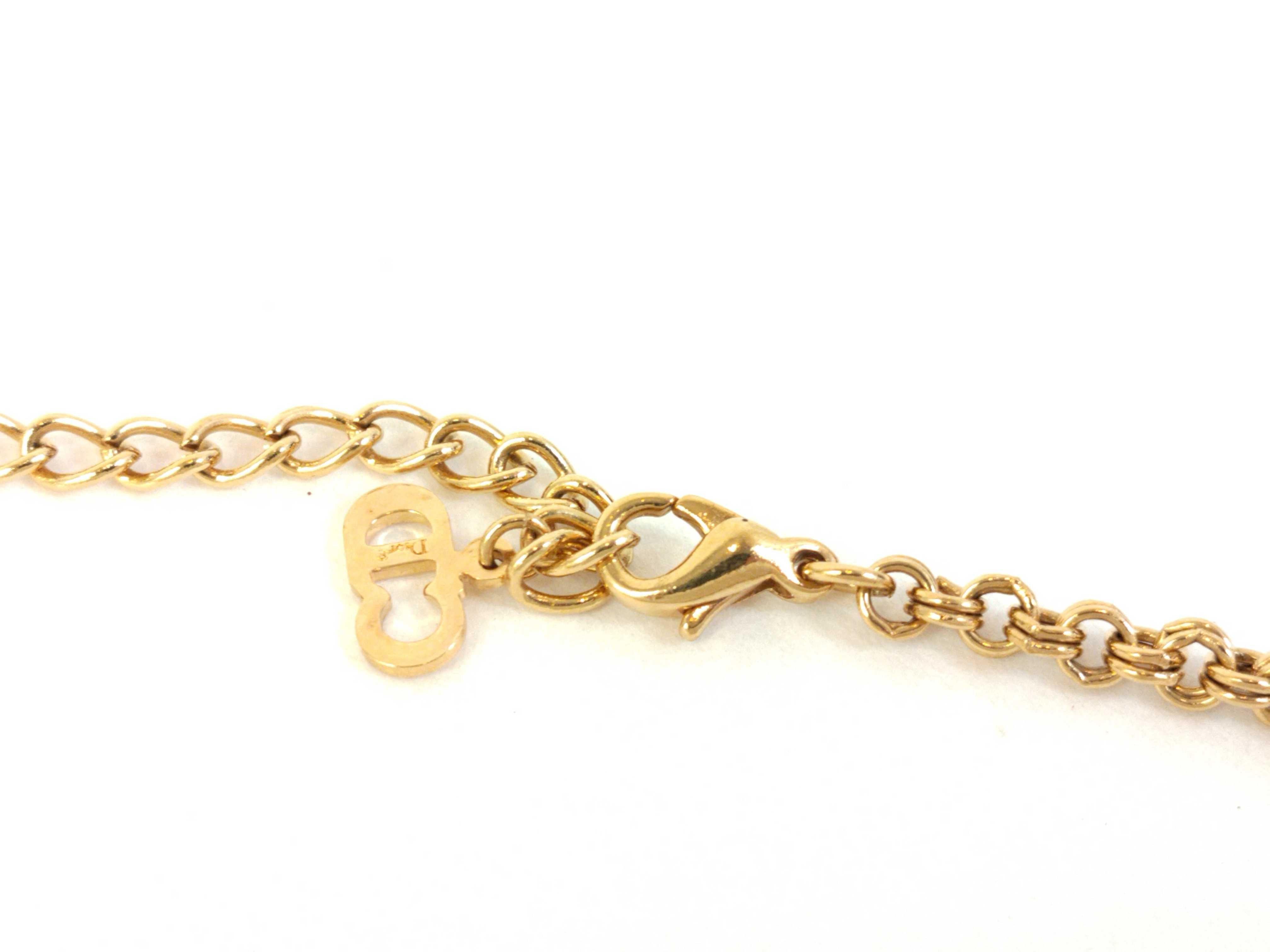 Necklace CD Logo Rhinestone GP Gold Color Necklace — view 3