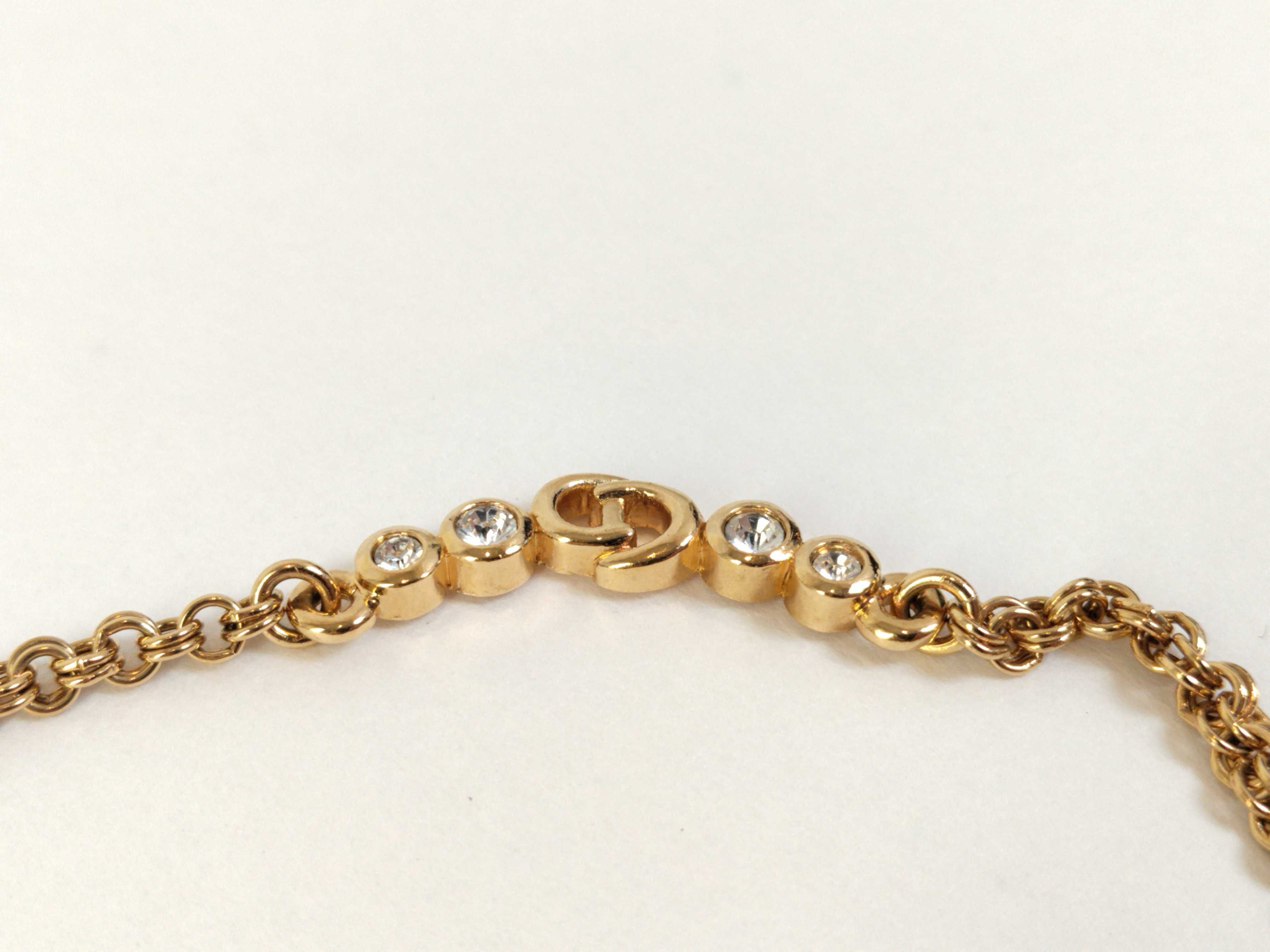 Necklace CD Logo Rhinestone GP Gold Color Necklace — view 9