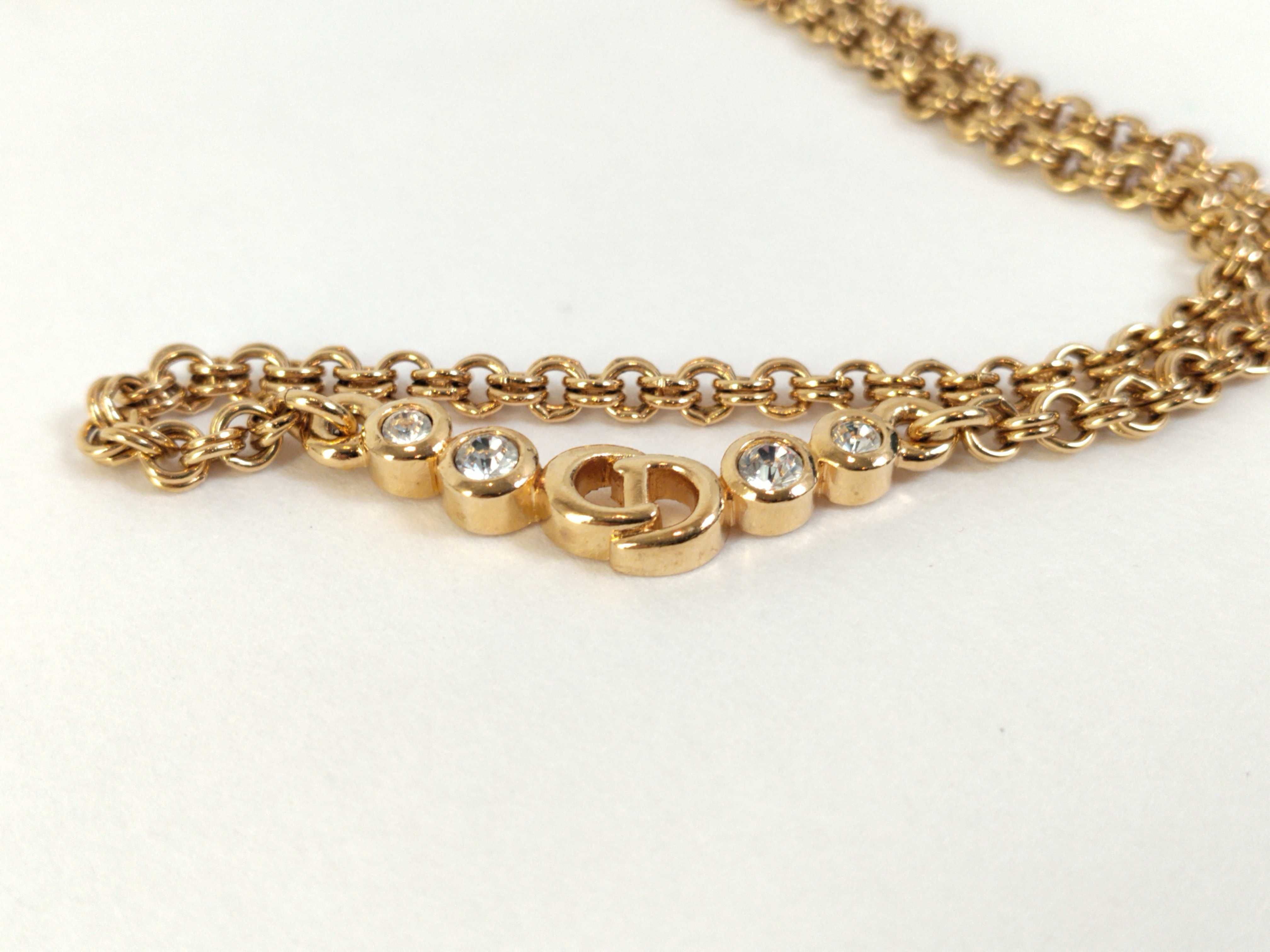 Necklace CD Logo Rhinestone GP Gold Color Necklace — view 10