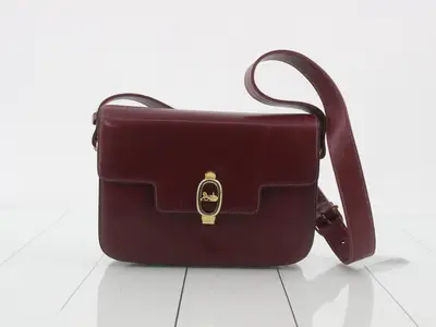 Old Celine shoulder bag, carriage design, gold hardware, rare model.