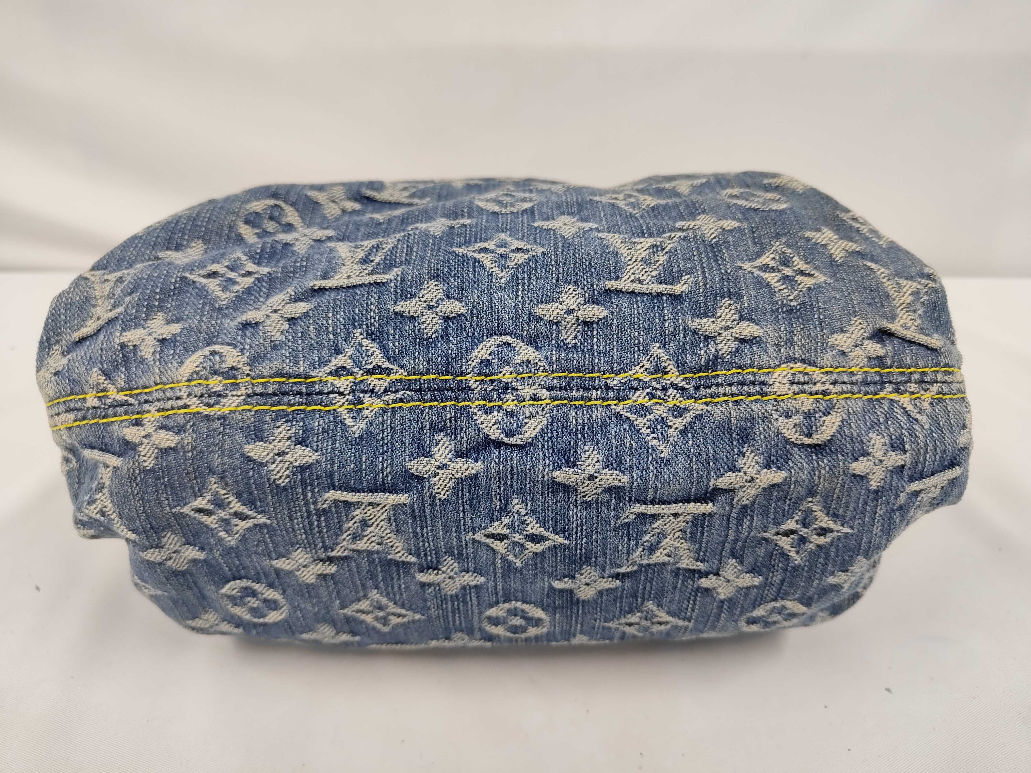 Monogram Denim Pleated Handbag — view 3