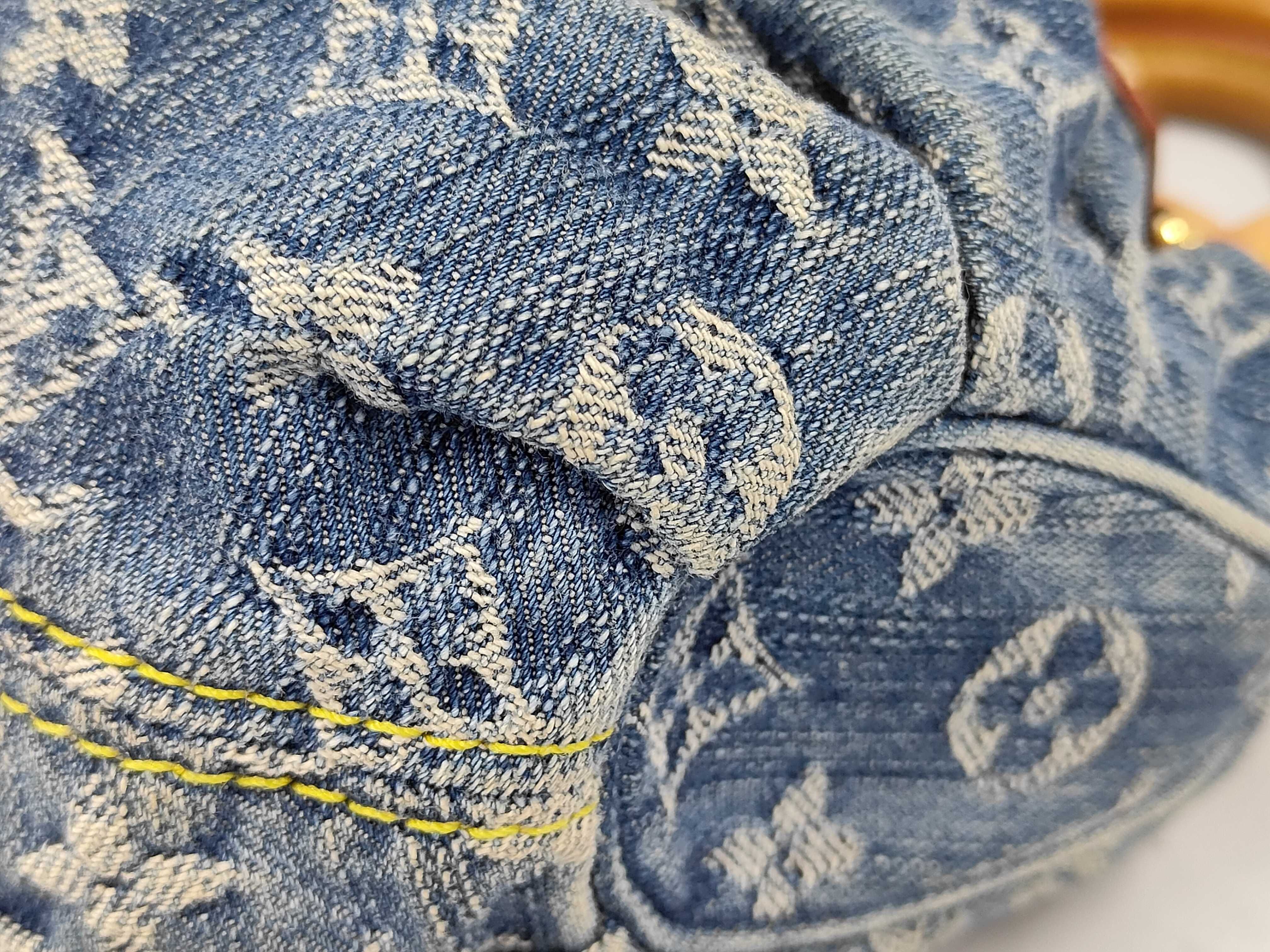 Monogram Denim Pleated Handbag — view 4