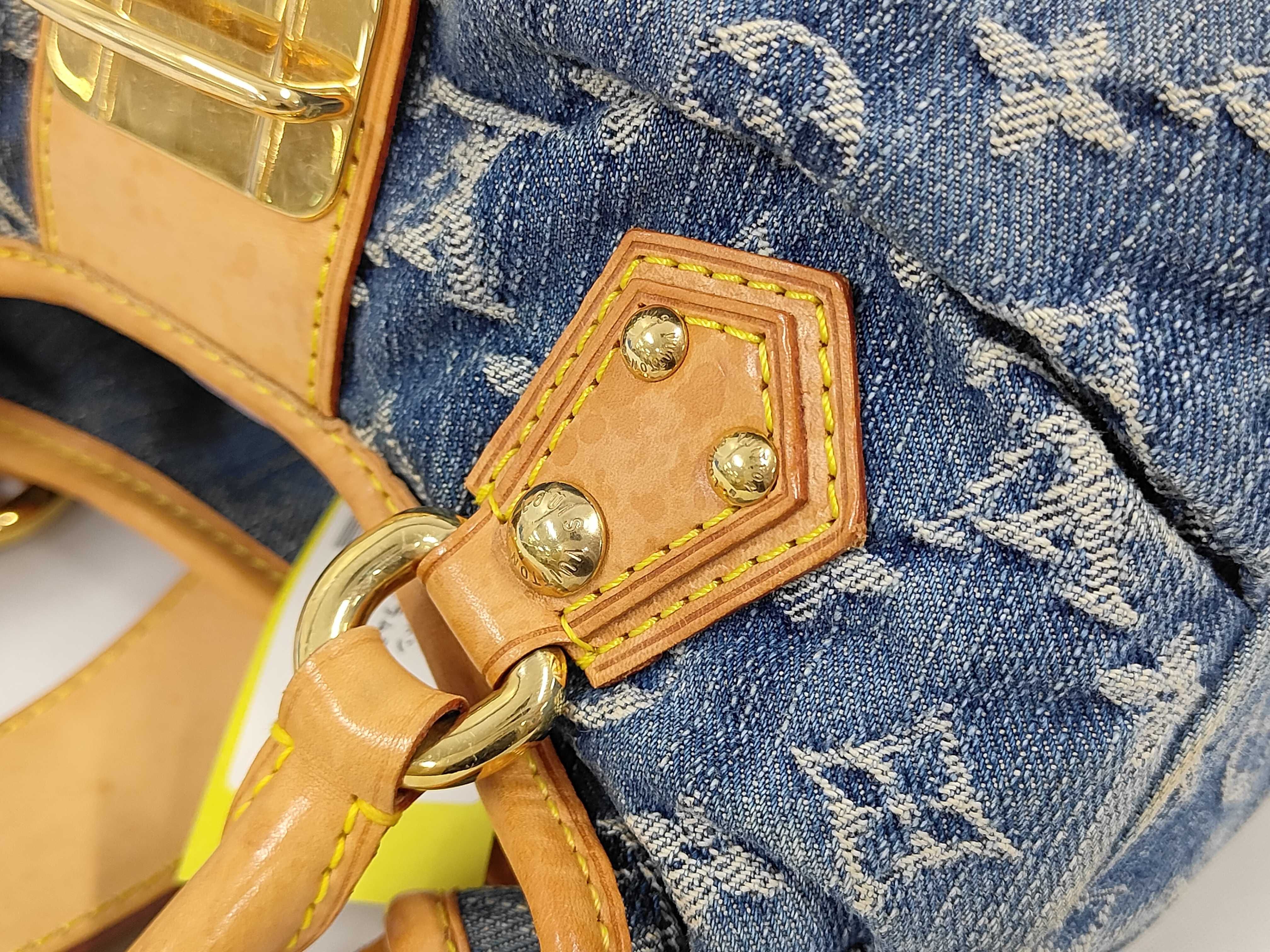 Monogram Denim Pleated Handbag — view 6