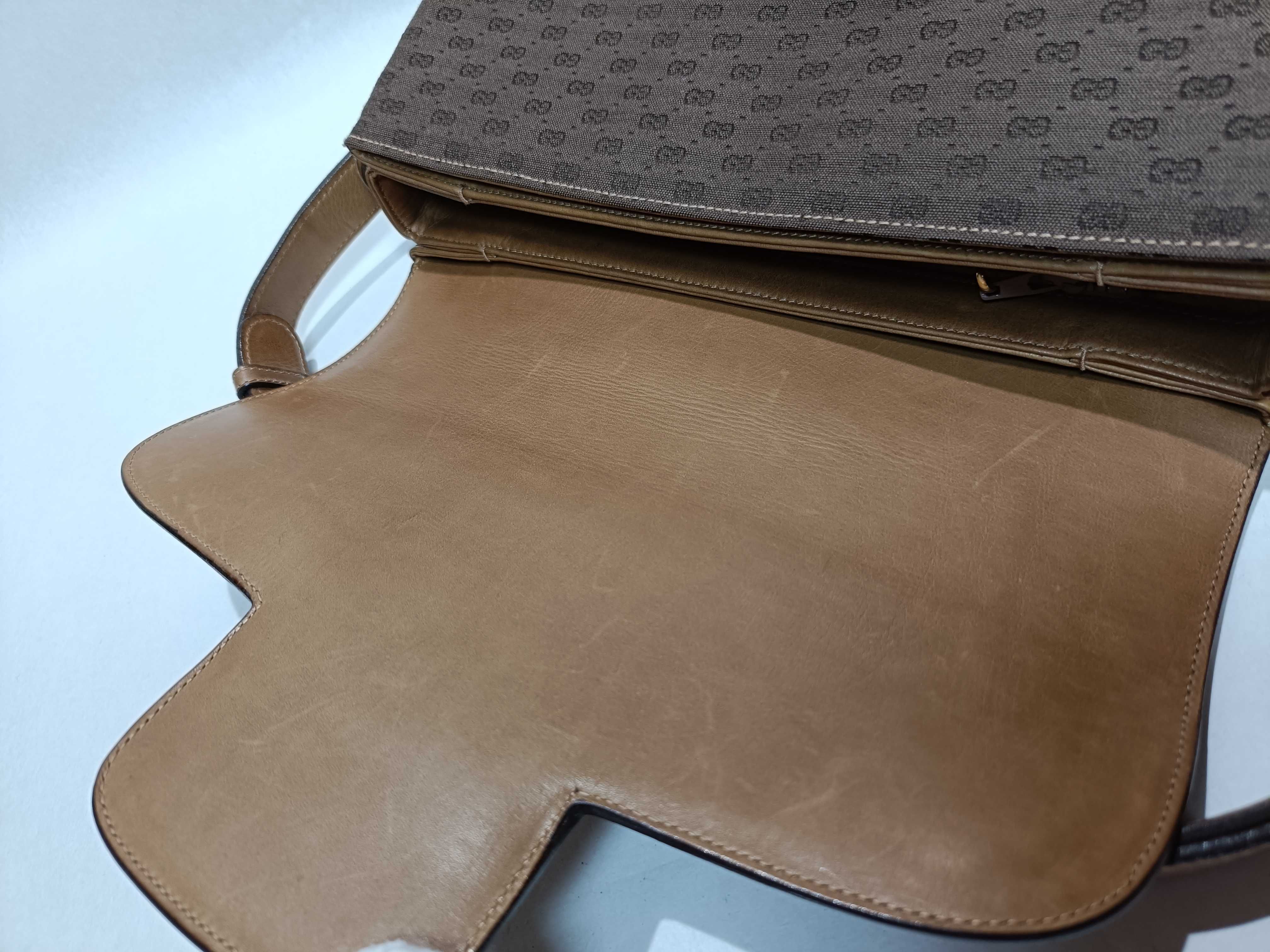 Micro GG Canvas Leather Brown Shoulder Bag — view 8