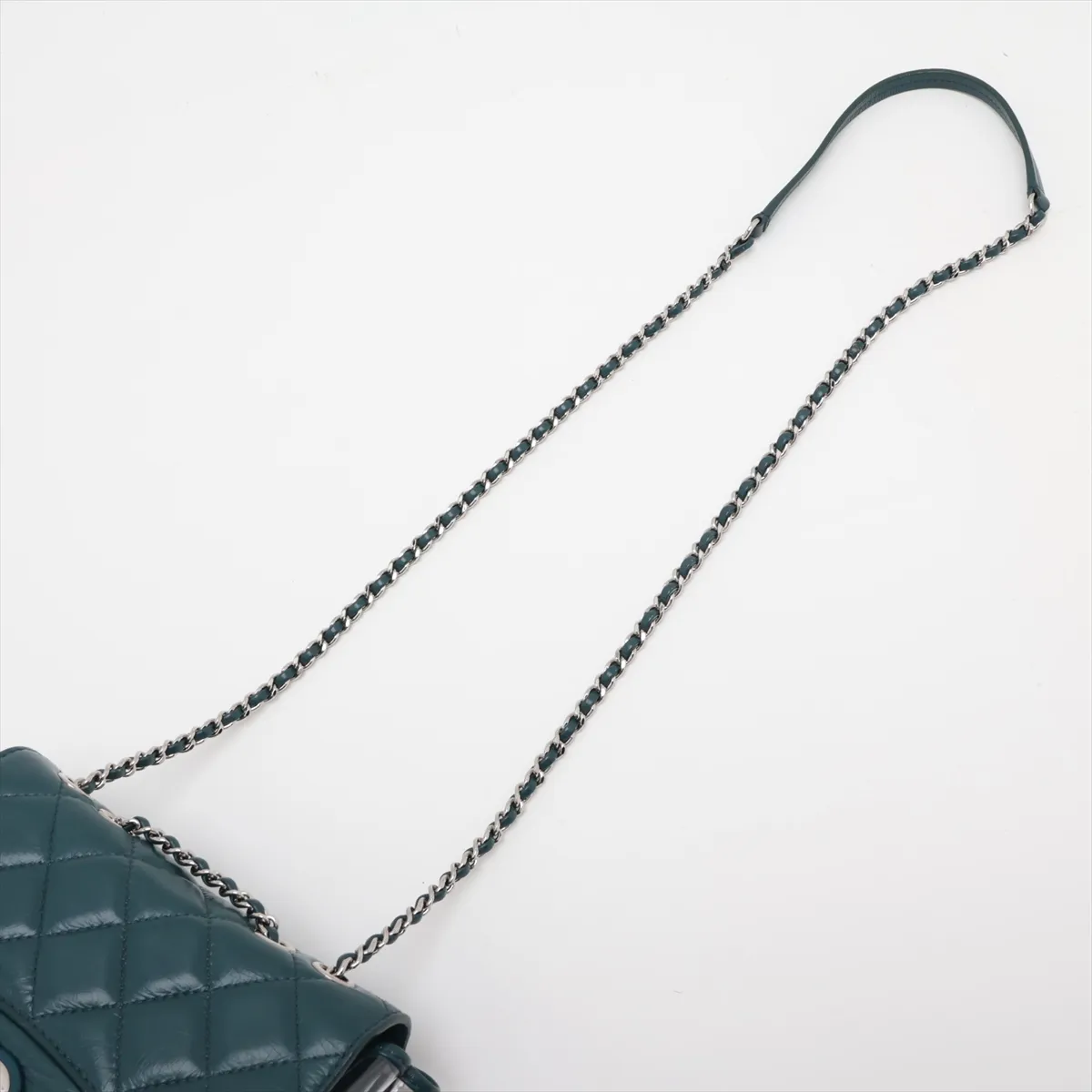 Matelassé Vintage Calfskin x Vinyl Chain Shoulder Bag, Green x Clear, Silver Hardware, 25722557, Serial Number — view 5