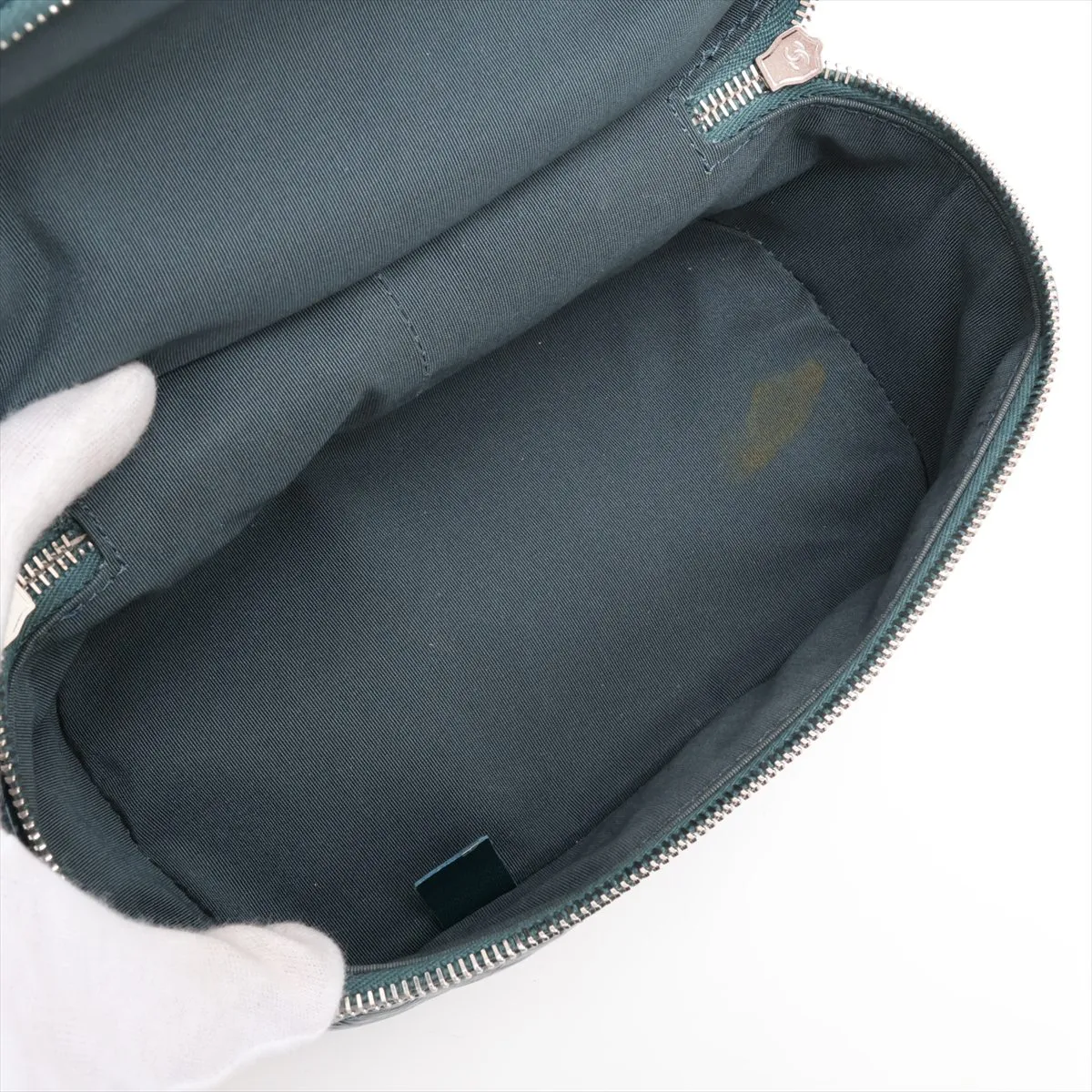 Matelassé Vintage Calfskin x Vinyl Chain Shoulder Bag, Green x Clear, Silver Hardware, 25722557, Serial Number — view 7
