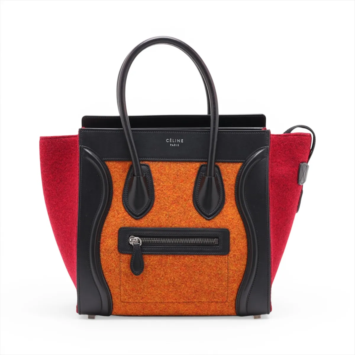 Luggage Micro Shopper Felt and Leather Handbag, Multicolor