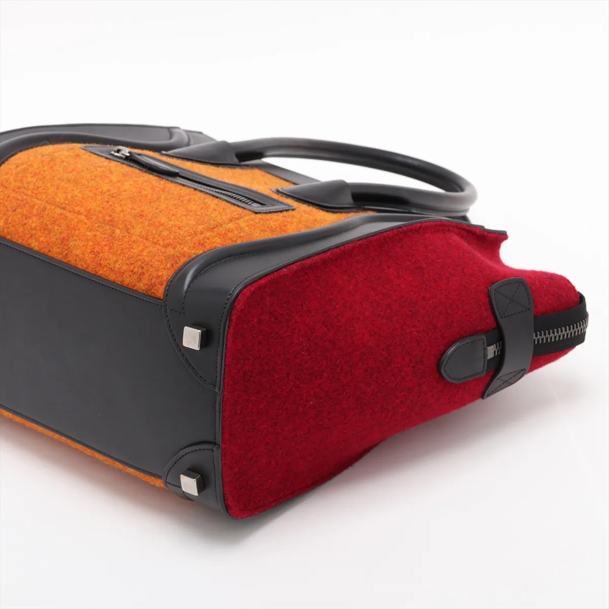 Luggage Micro Shopper Felt and Leather Handbag, Multicolor — view 3