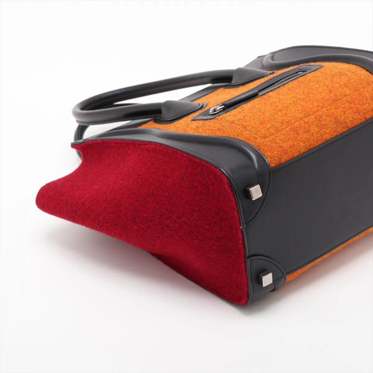 Luggage Micro Shopper Felt and Leather Handbag, Multicolor — view 4