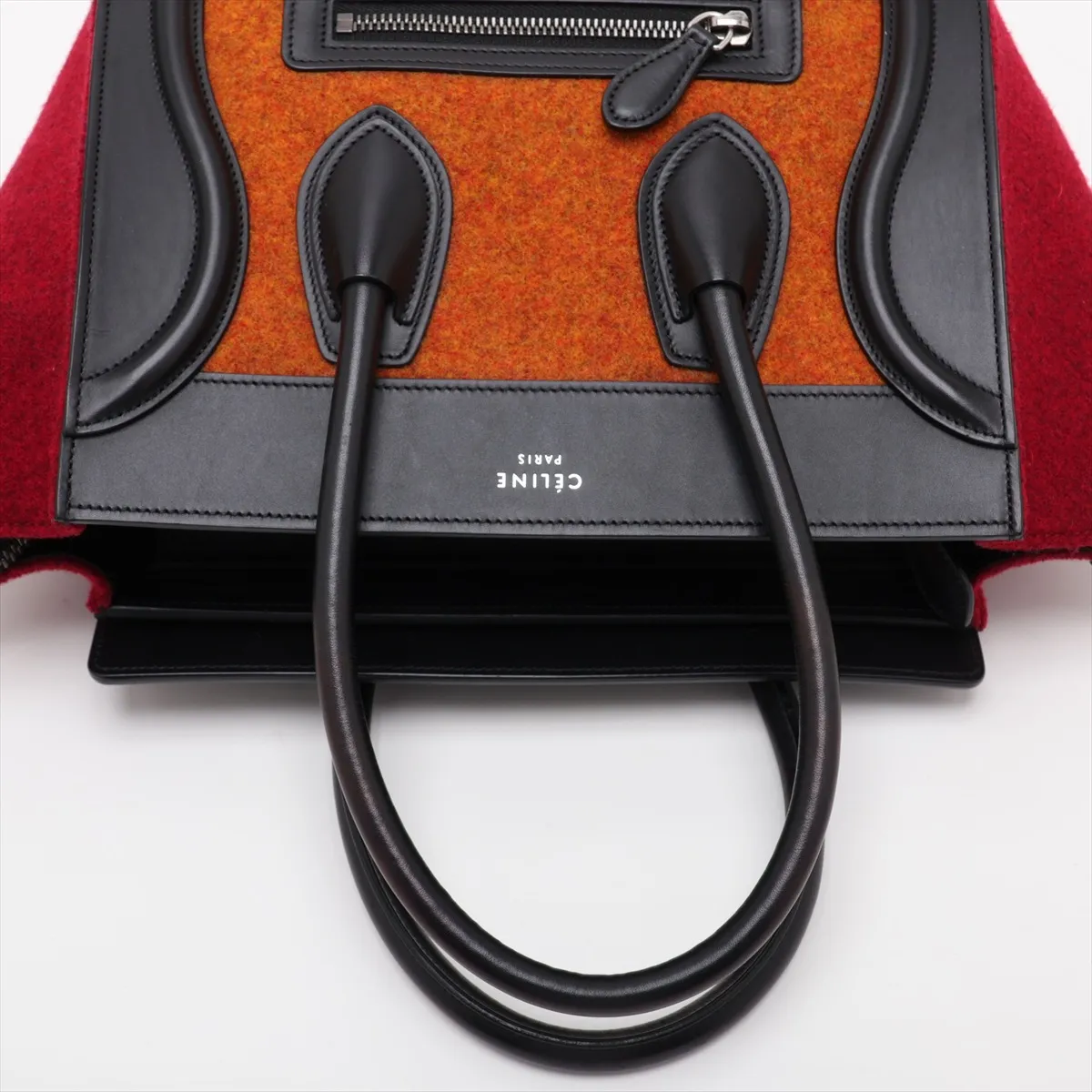 Luggage Micro Shopper Felt and Leather Handbag, Multicolor — view 5