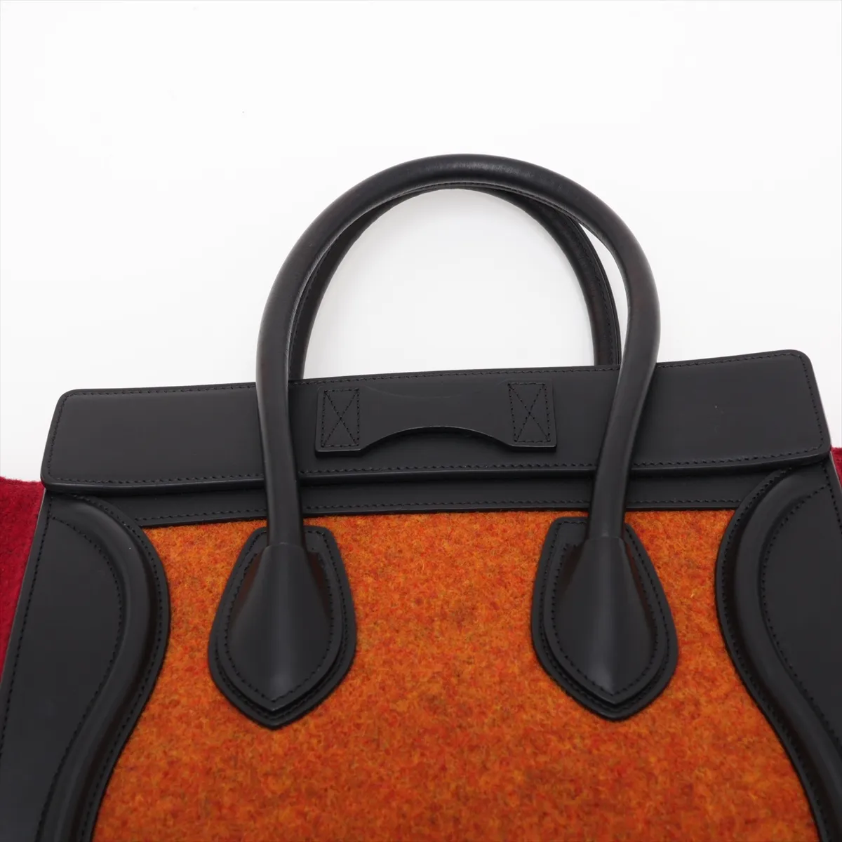 Luggage Micro Shopper Felt and Leather Handbag, Multicolor — view 6