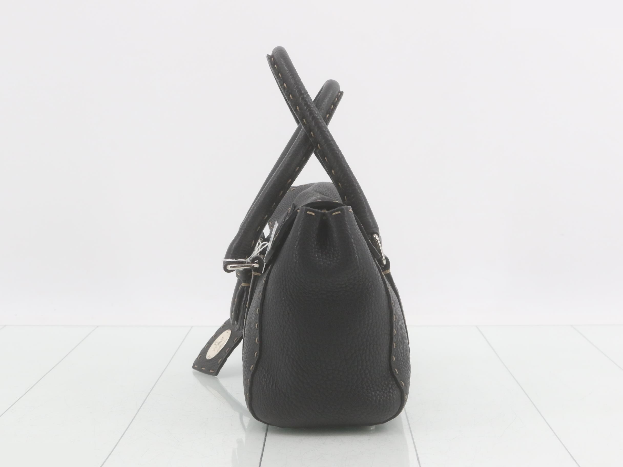 Selleria Mini Linda Leather Handbag, Black — view 3
