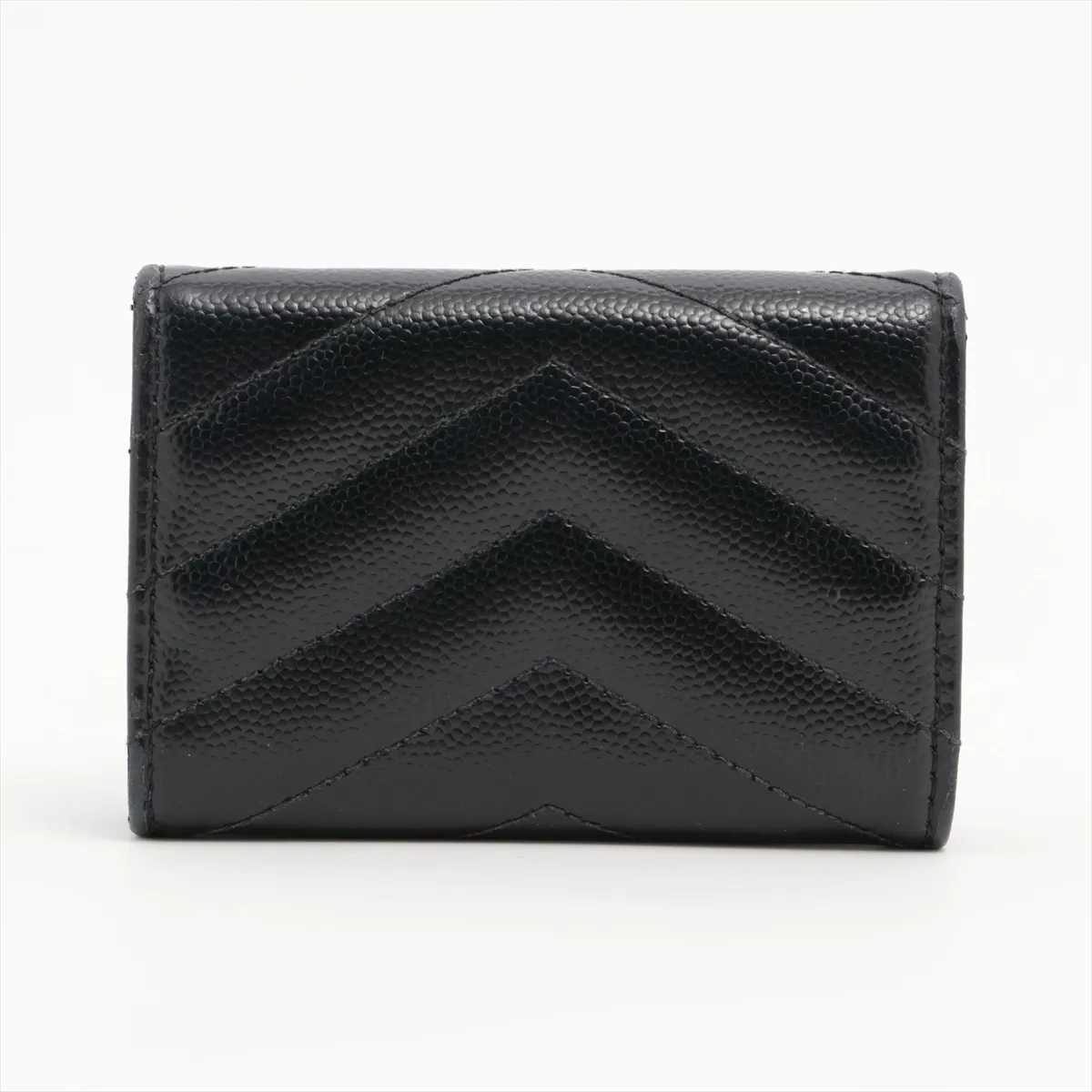 Cassandra YSL Line Origami Tiny Wallet BND668274 Leather Compact Wallet Black — view 2