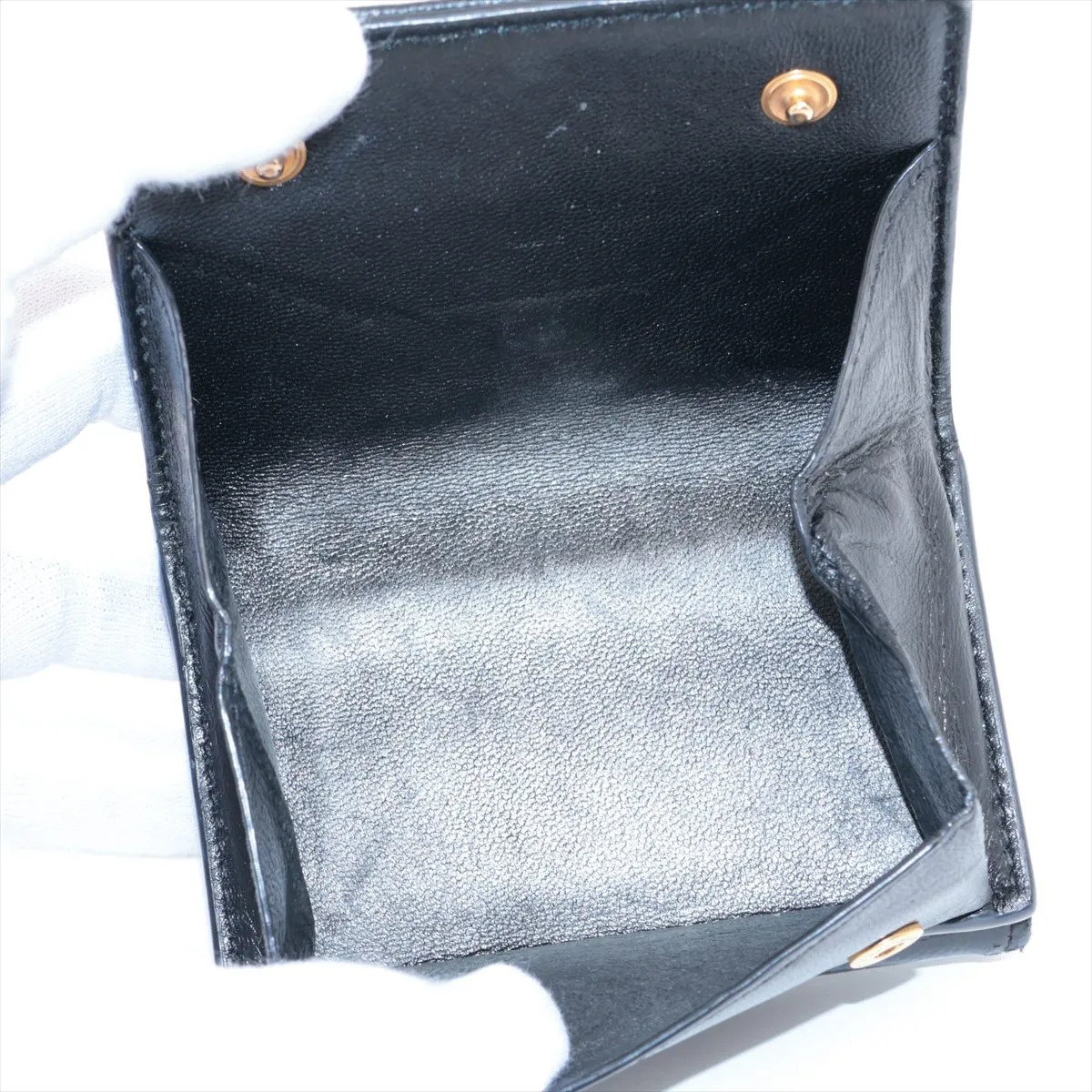 Cassandra YSL Line Origami Tiny Wallet BND668274 Leather Compact Wallet Black — view 7