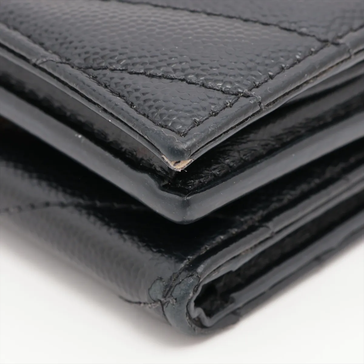 Cassandra YSL Line Origami Tiny Wallet BND668274 Leather Compact Wallet Black — view 9
