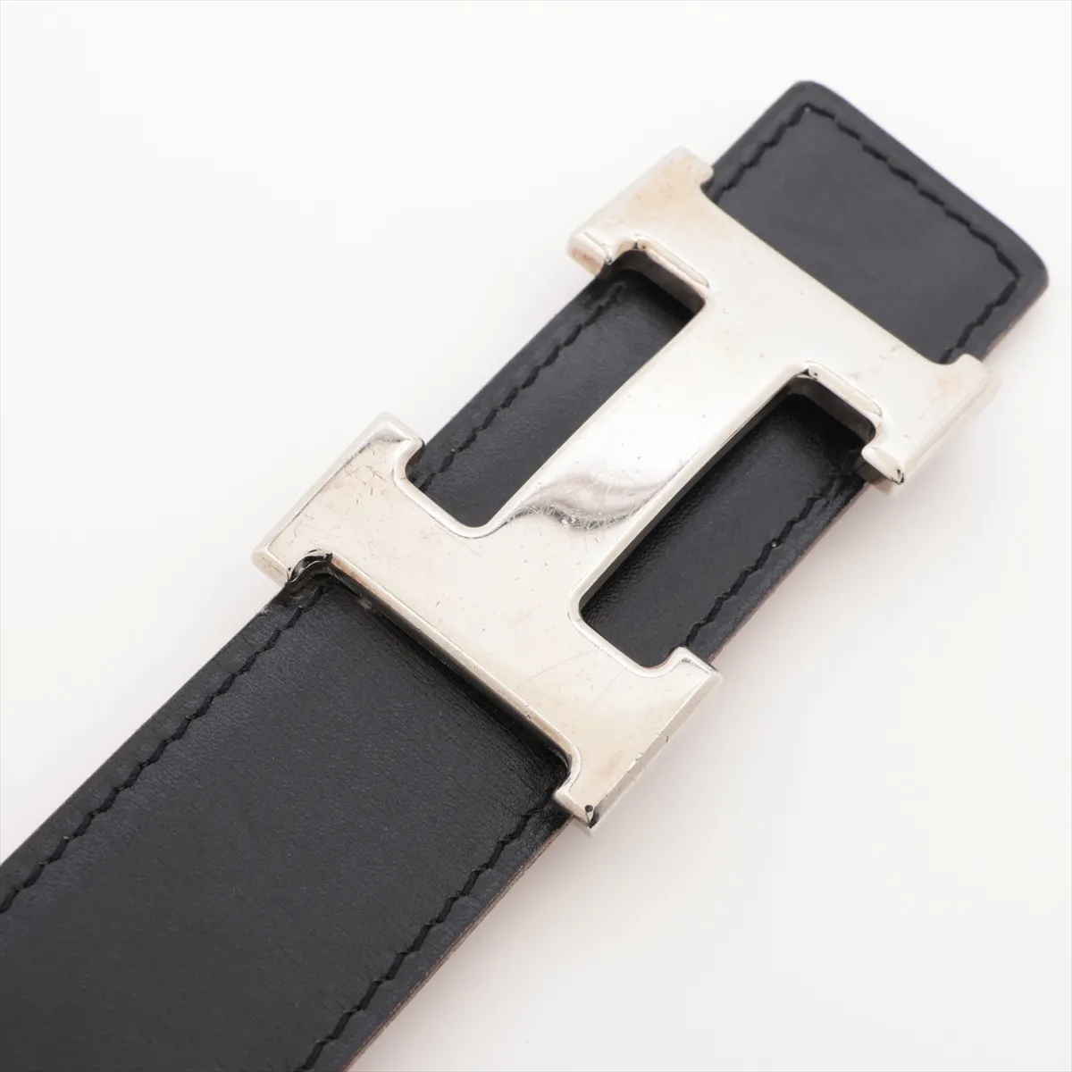 H-belt G: 2003 Belt 85 Leather Black x Gold — view 2