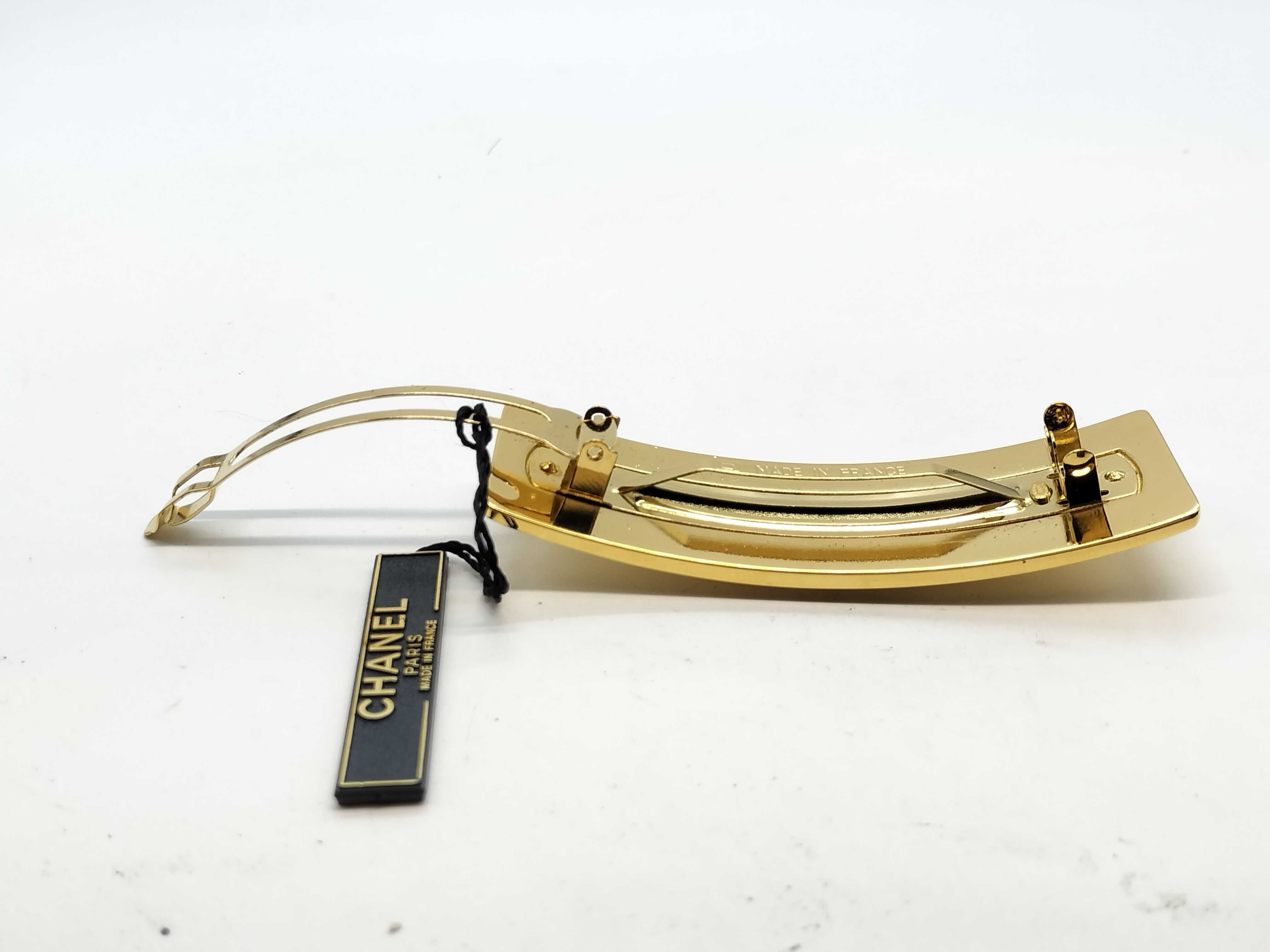 Vintage Barrette, Coco Mark, Gold Plated, with Box, Hair Accessory — view 4