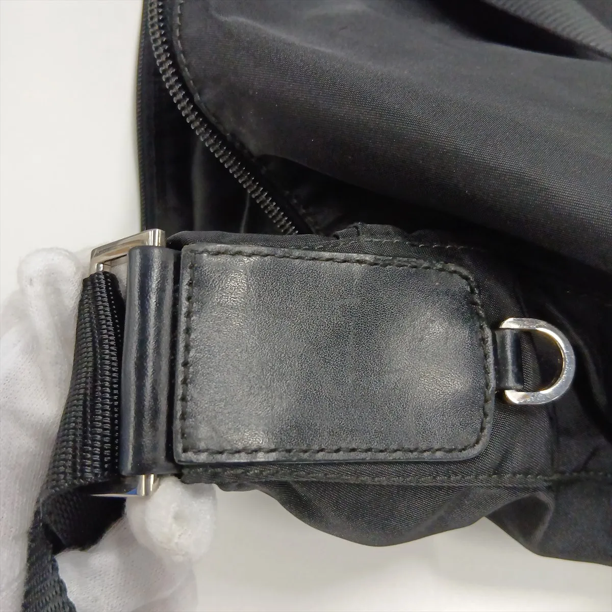 Tessuto Nylon x Leather Shoulder Bag, Black — view 14