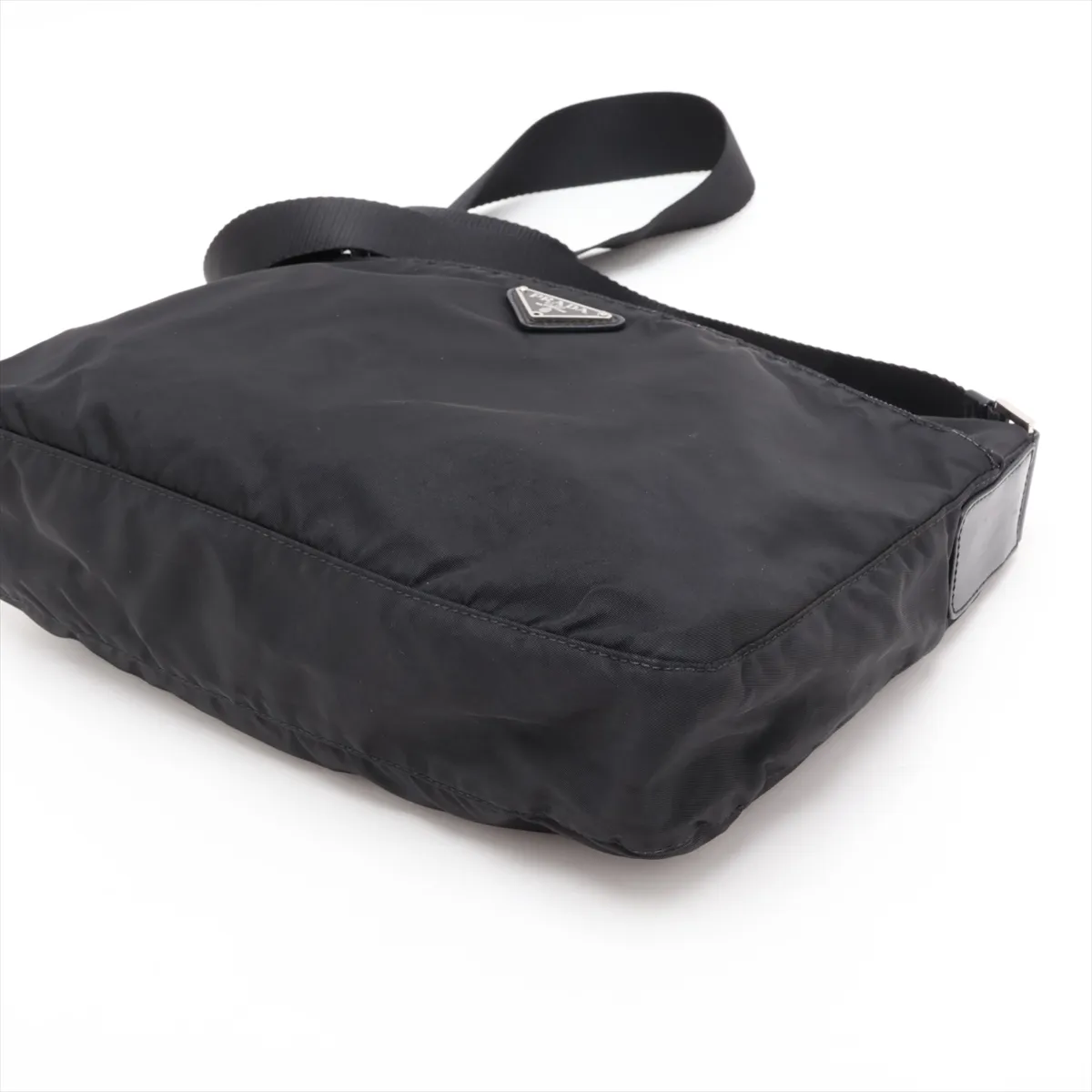 Tessuto Nylon x Leather Shoulder Bag, Black — view 3