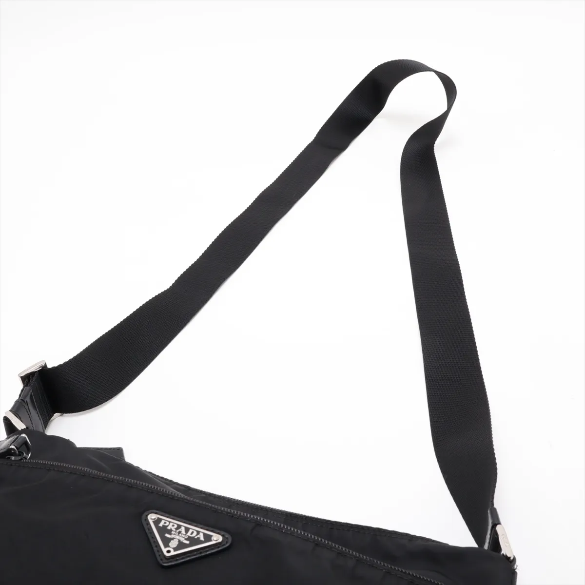Tessuto Nylon x Leather Shoulder Bag, Black — view 5