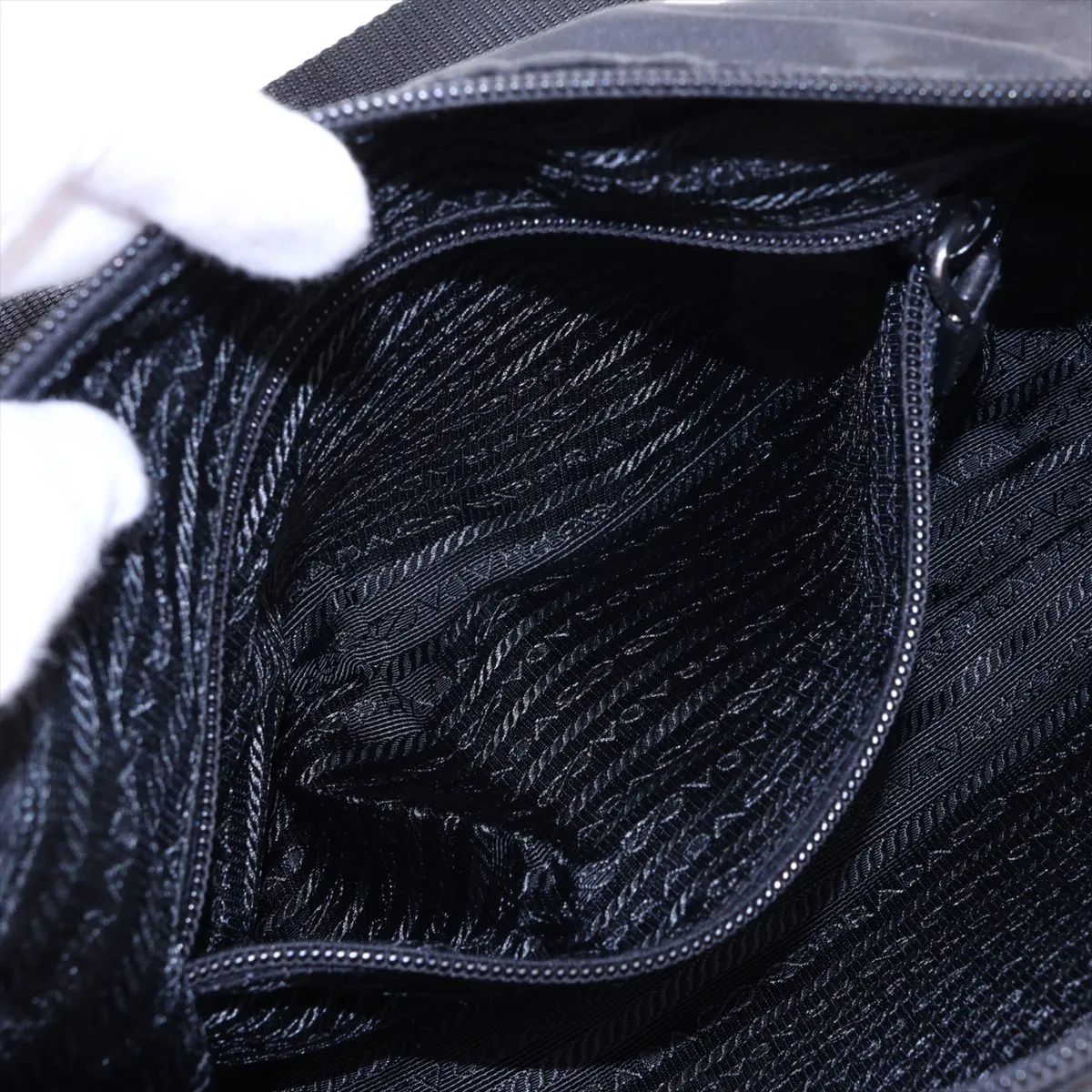Tessuto Nylon x Leather Shoulder Bag, Black — view 7
