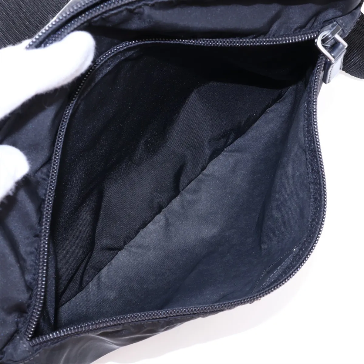 Tessuto Nylon x Leather Shoulder Bag, Black — view 8