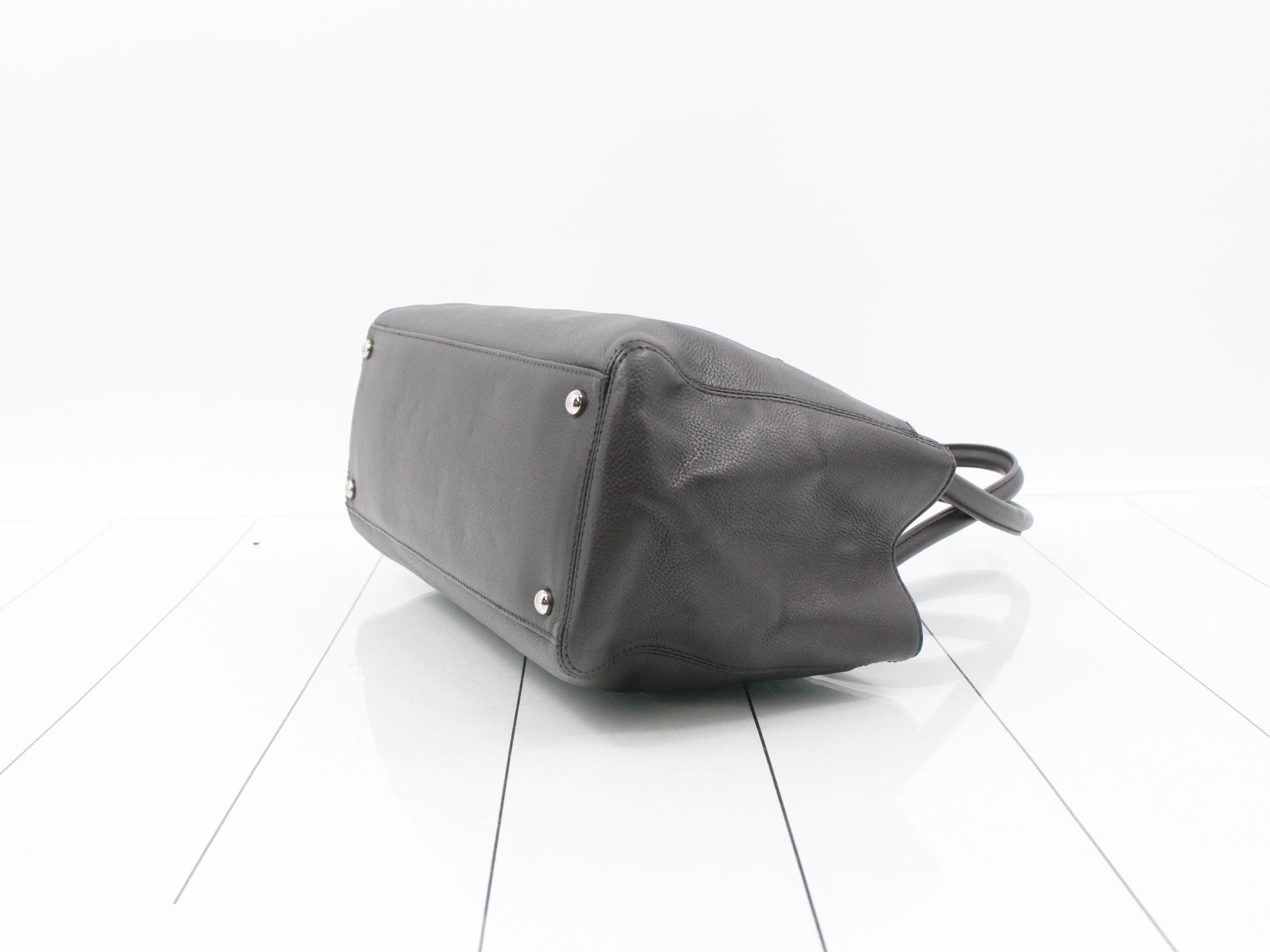 Executive Leather Tote Bag, Silver Hardware, Serial Number 17 — view 6