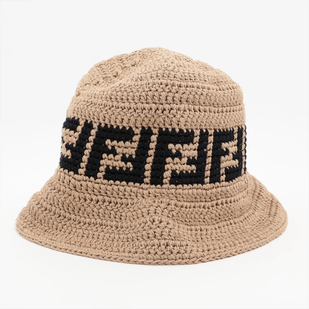 FXQ696 FF Logo Hat, Size S, Cotton, Beige. Shows signs of wear, — view 2