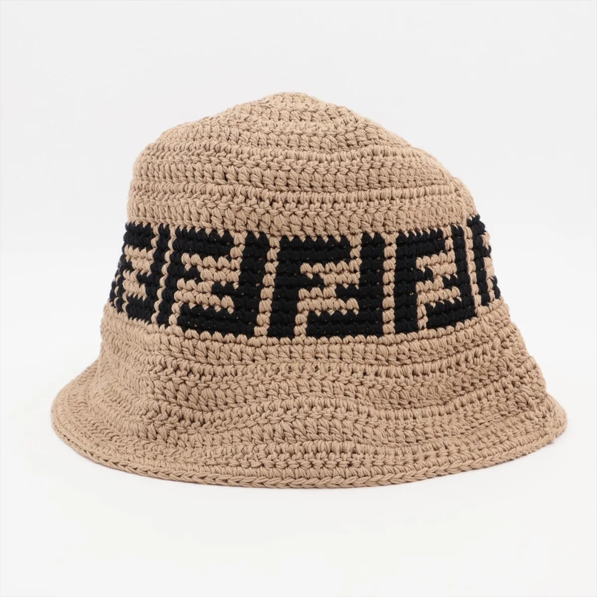 FXQ696 FF Logo Hat, Size S, Cotton, Beige. Shows signs of wear, — view 3