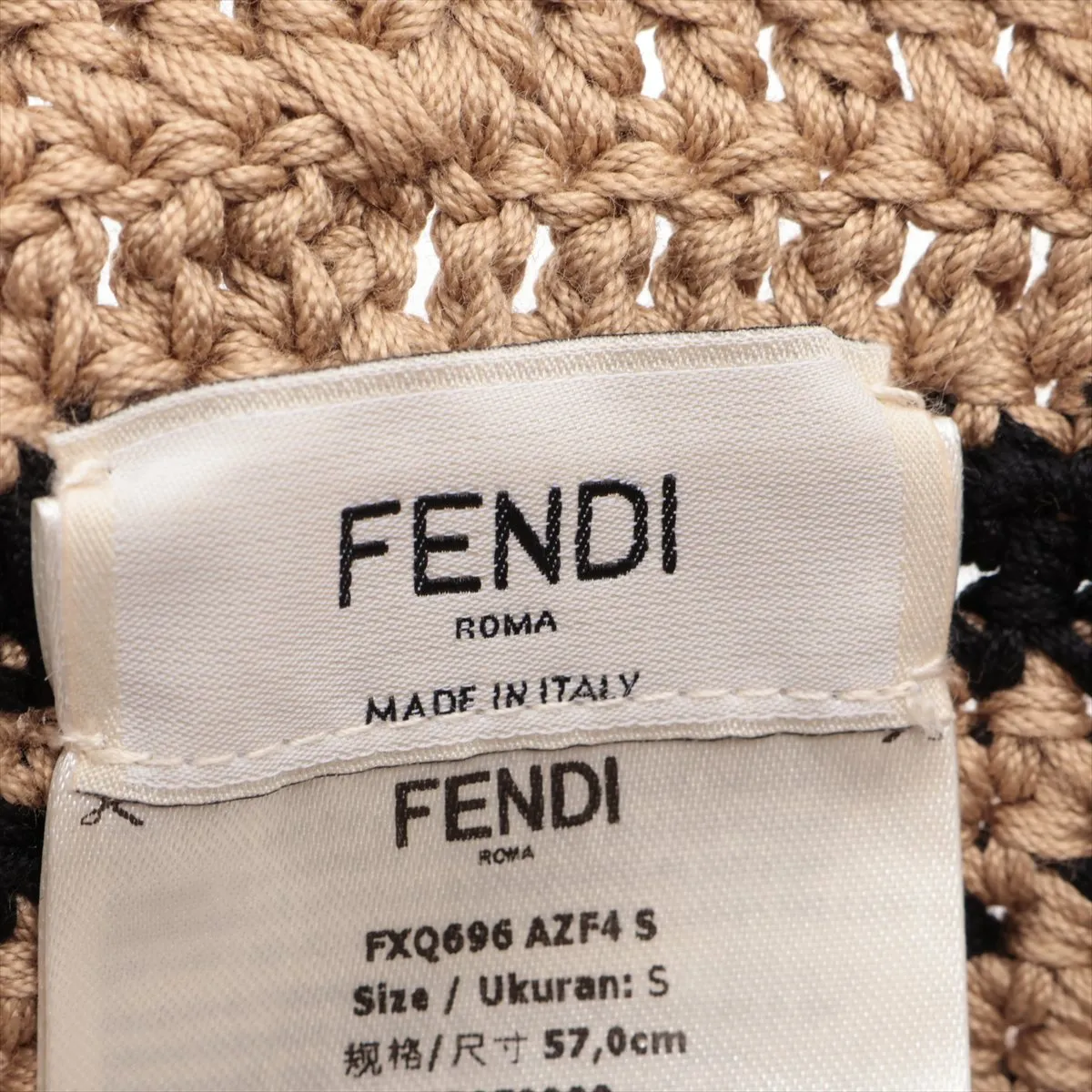 FXQ696 FF Logo Hat, Size S, Cotton, Beige. Shows signs of wear, — view 5