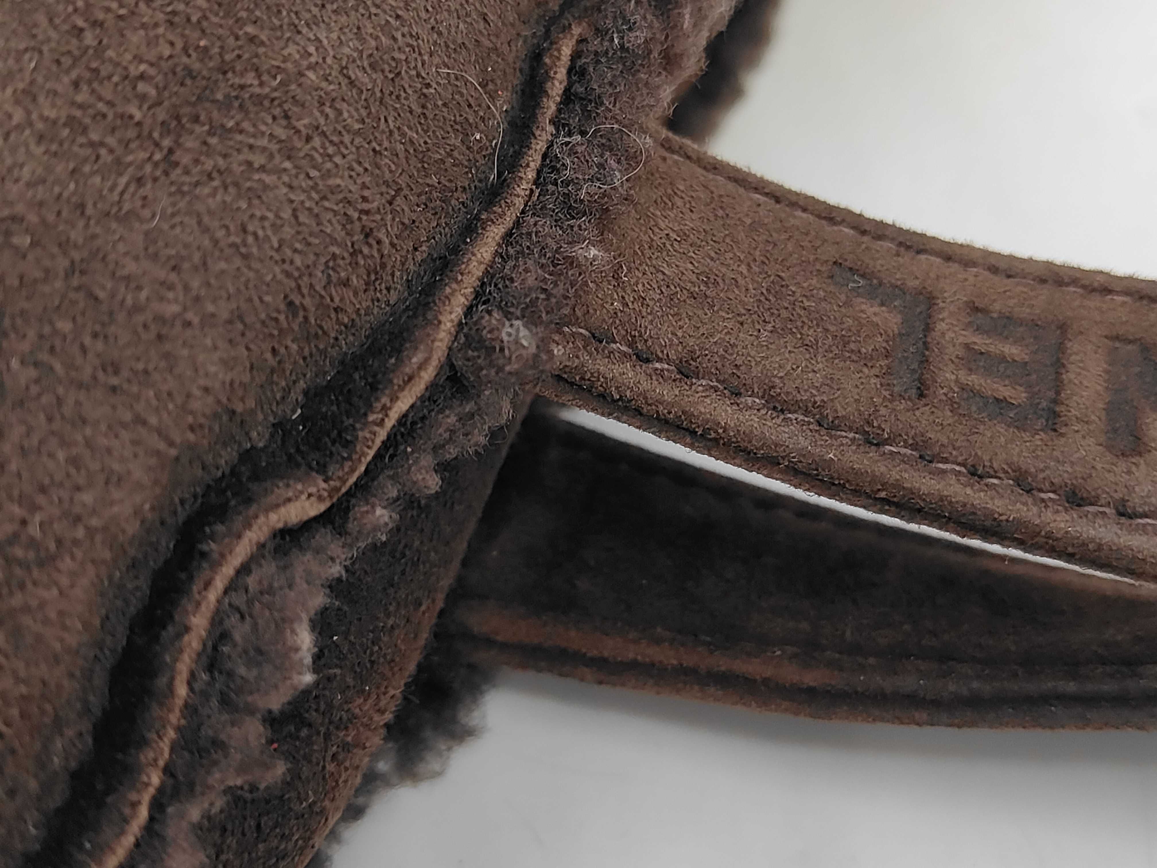 Shearling Tote Bag, Brown, with Seal — view 5