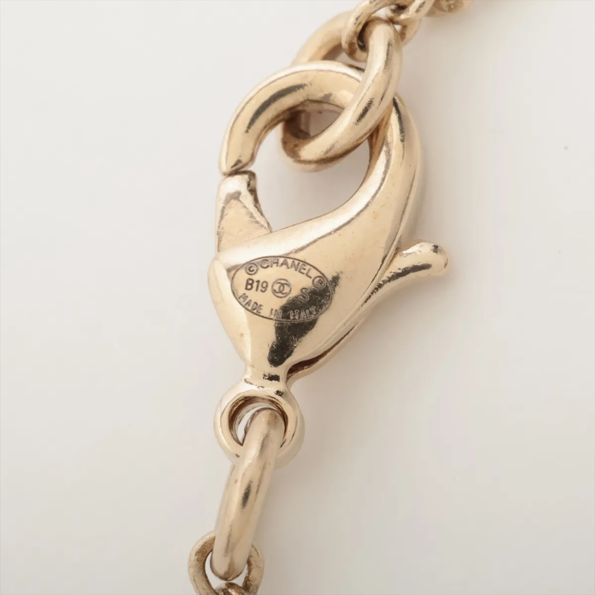Coco Mark B19S Necklace, GP x Rhinestone x Faux Pearl, Gold, — view 4