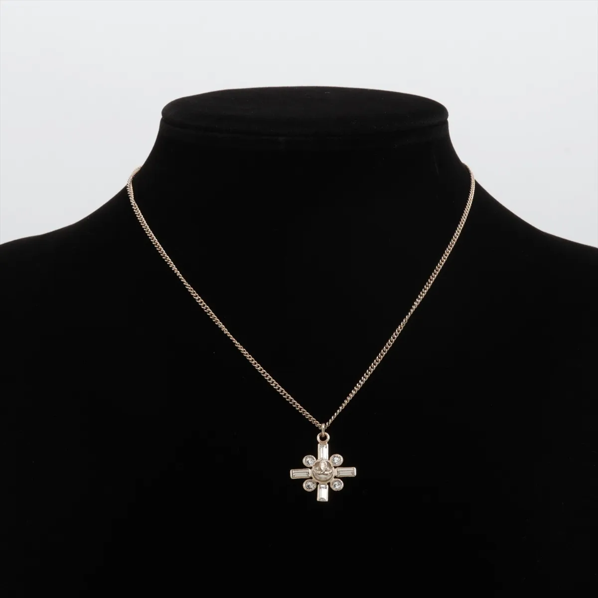 Coco Mark B19S Necklace, GP x Rhinestone x Faux Pearl, Gold, — view 5