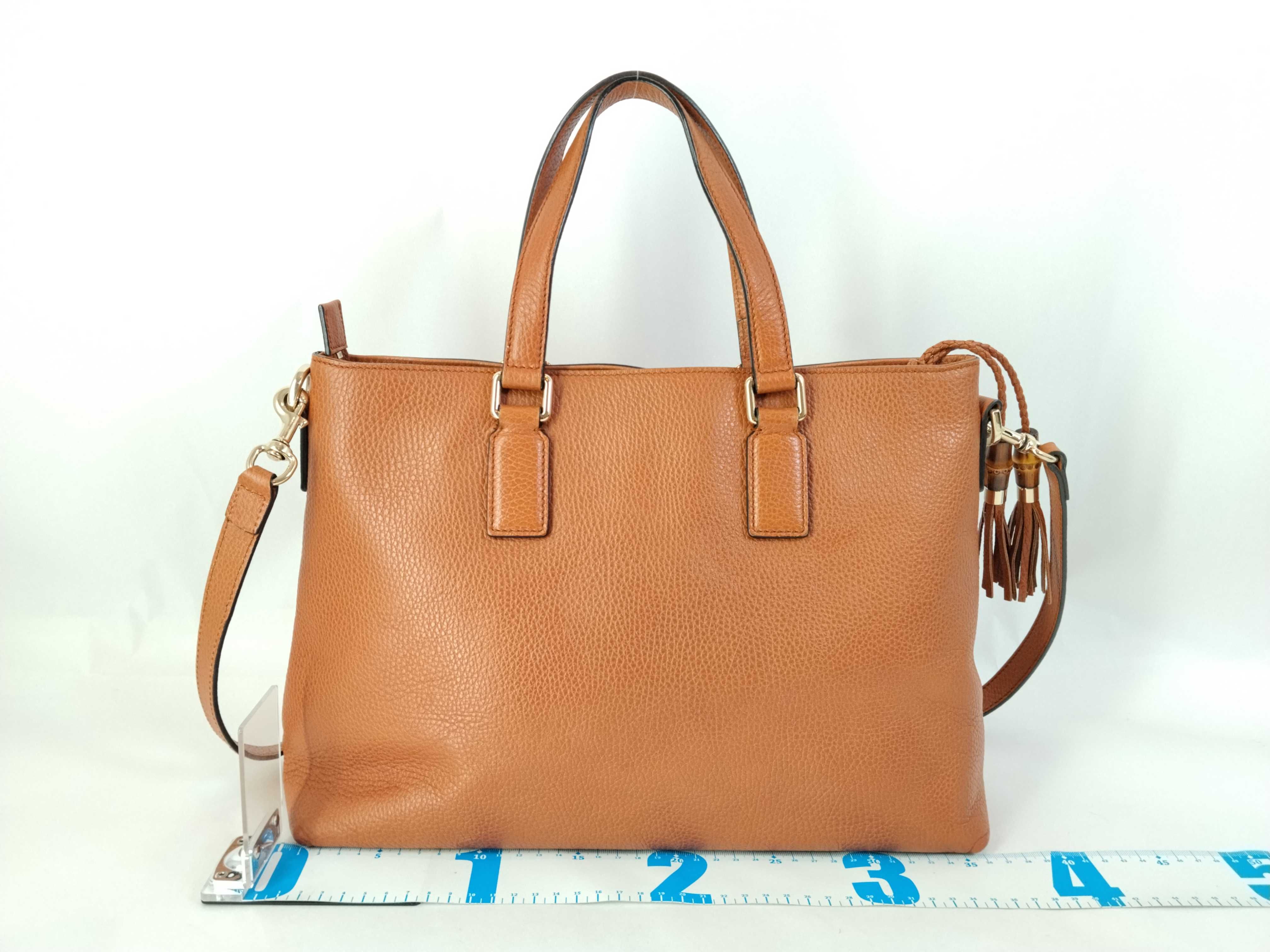 Dollar Calfskin Bamboo Tassel 2-Way Tote Bag (Handbag) — view 2
