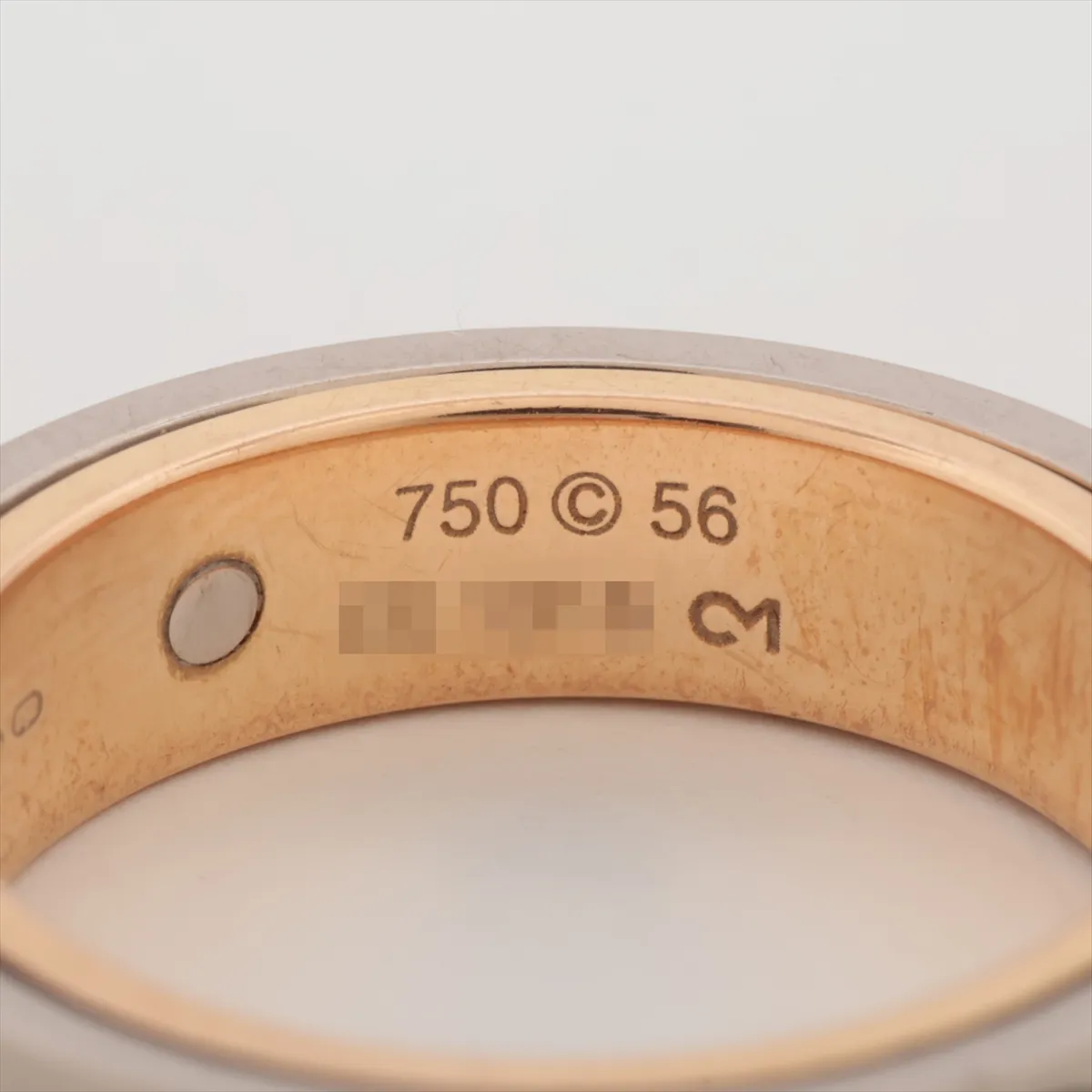 Secret Love Ring, 750 (PG x WG), 11.3g, Size 56, EE1316, dents, B4065056, with cord necklace (no brand engraving). — view 3
