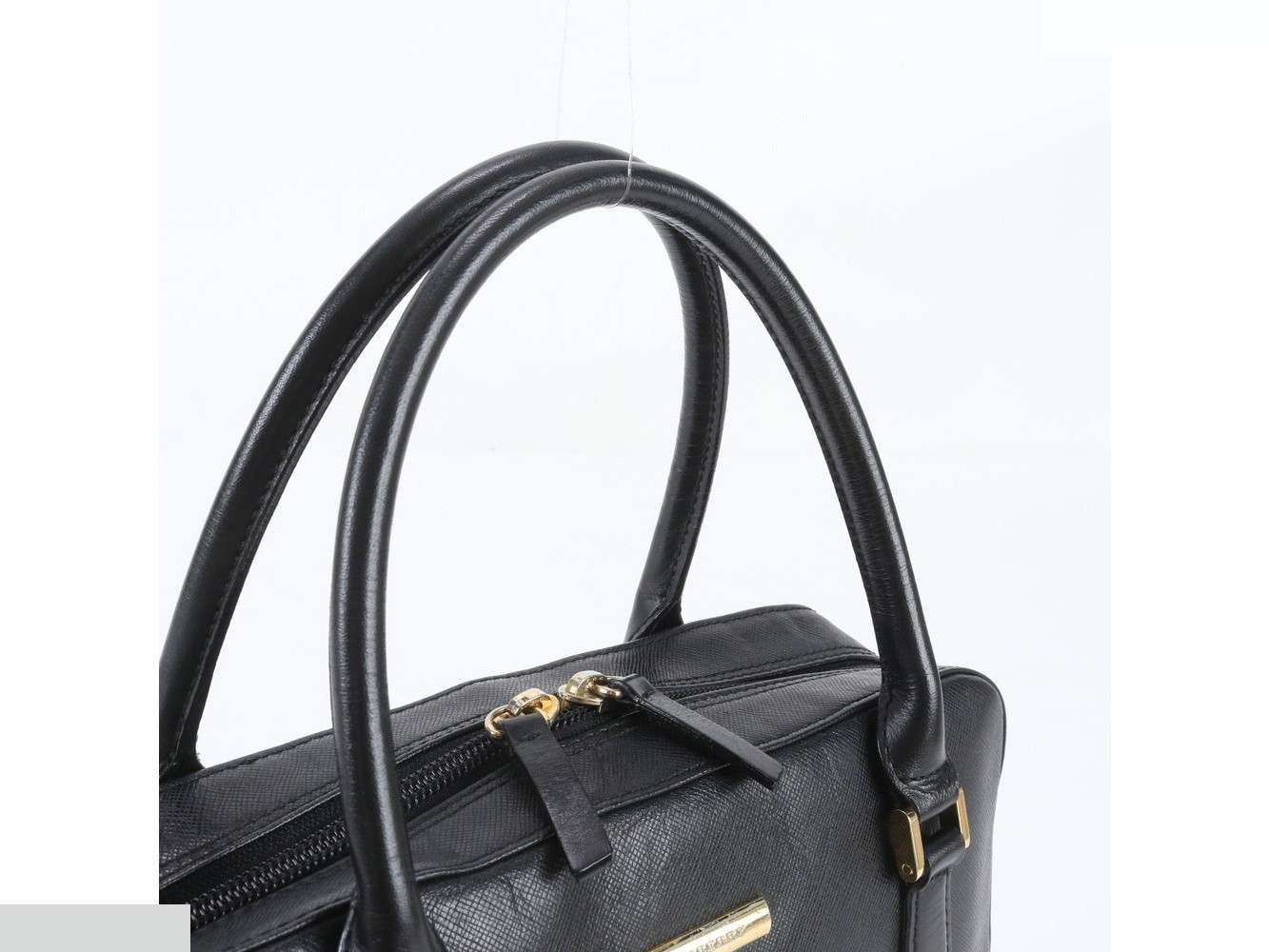 Nova Check Leather Handbag Tote Bag, Black — view 2