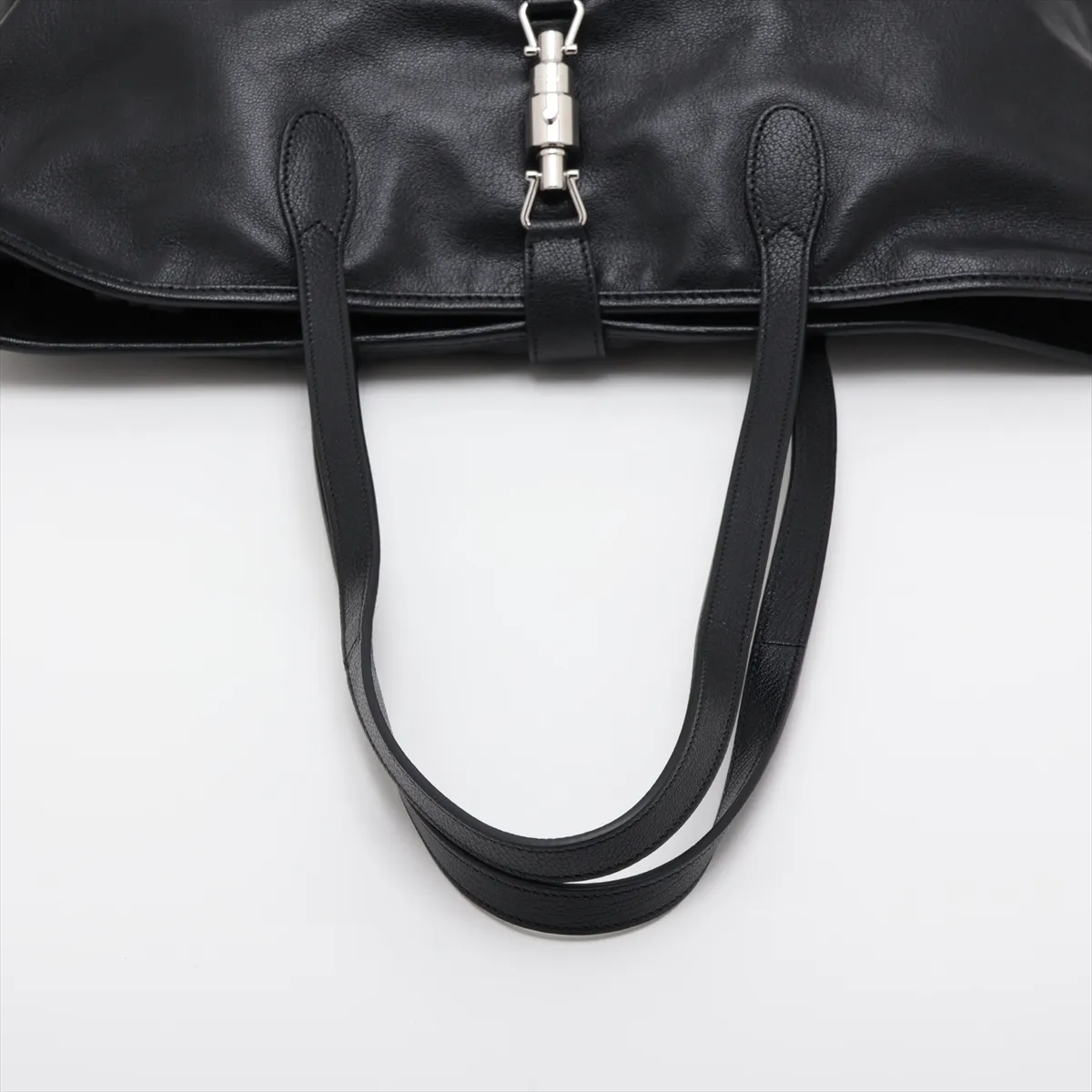 New Jackie 867015 Leather Tote Bag, Black — view 5
