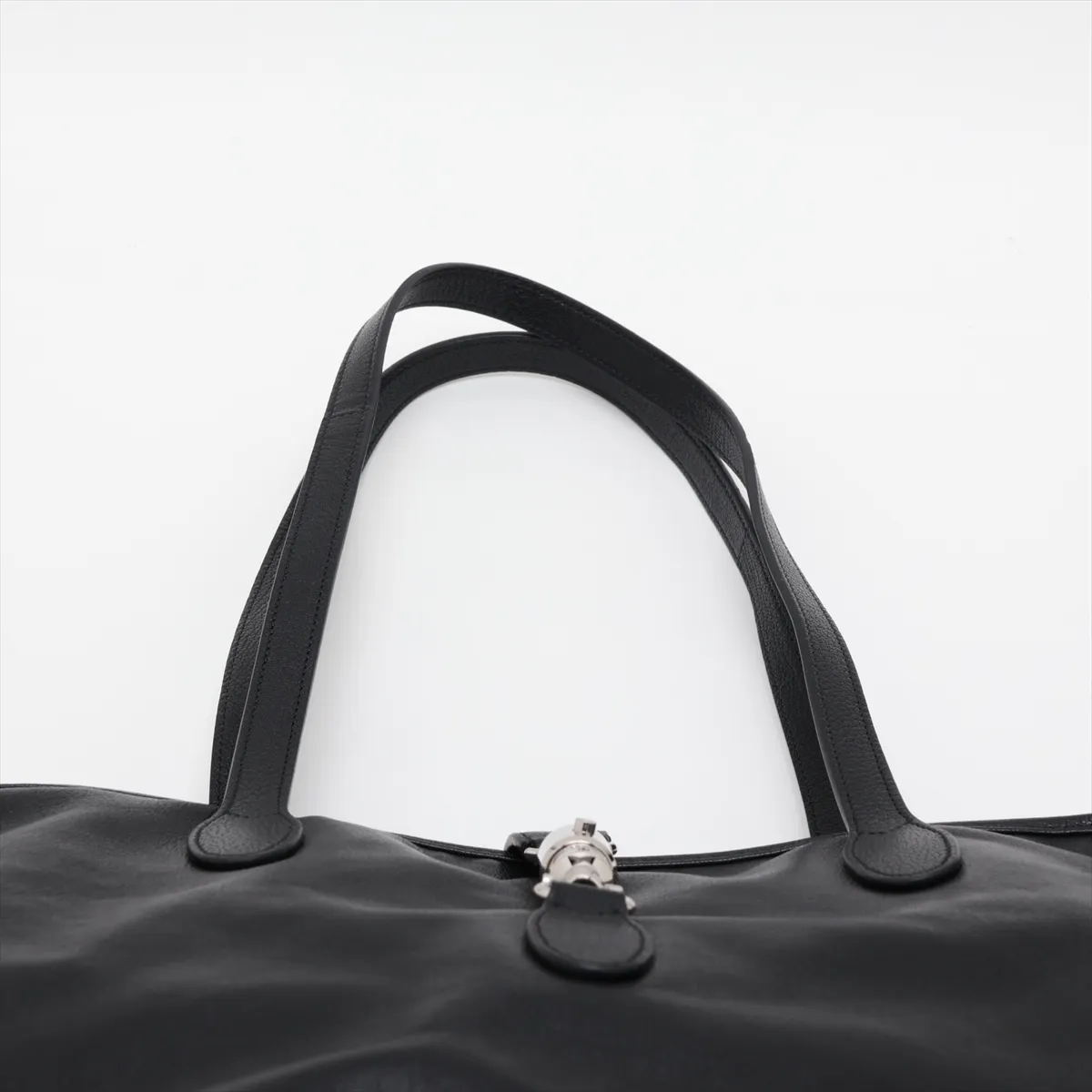 New Jackie 867015 Leather Tote Bag, Black — view 6