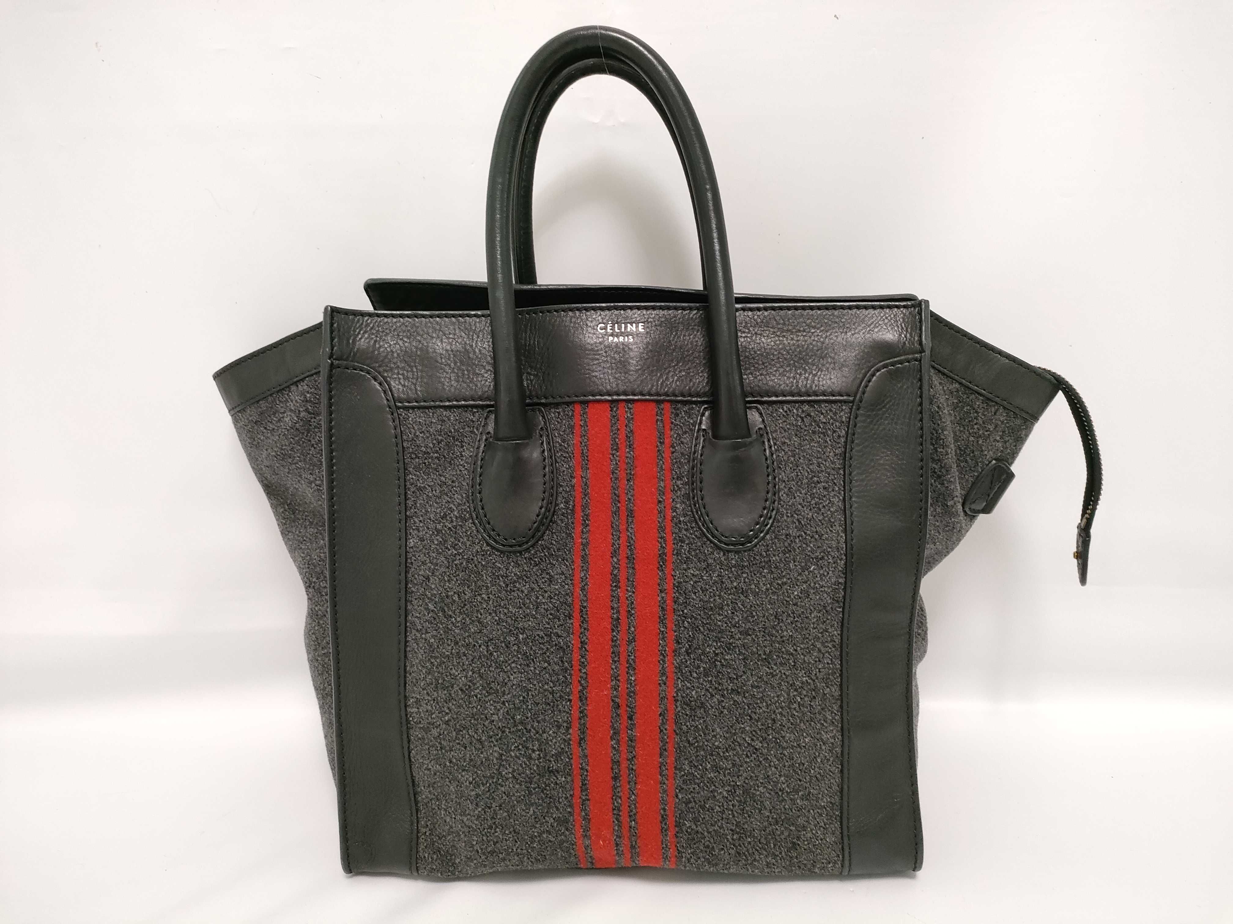 Luggage Wool x Leather Handbag