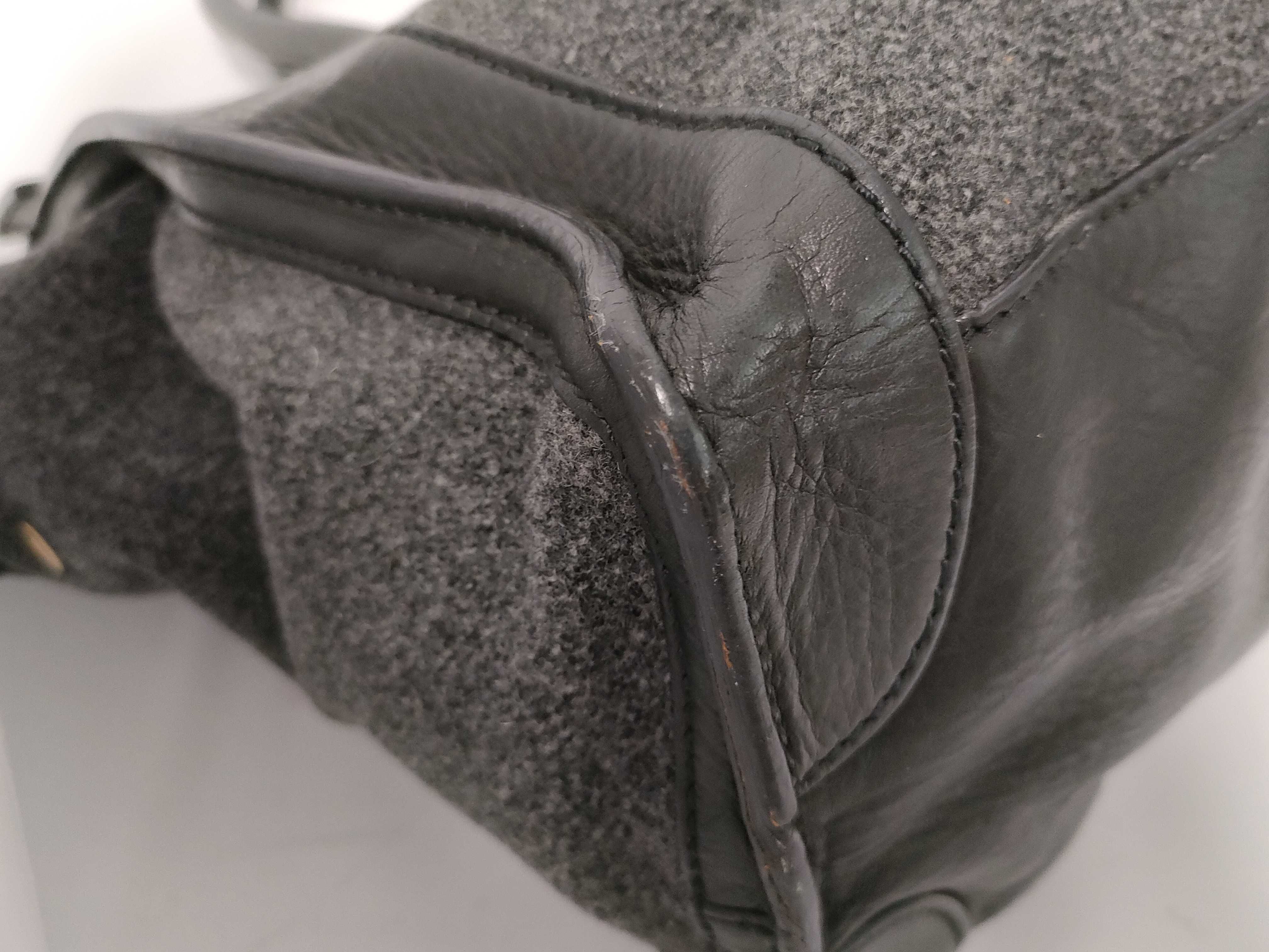 Luggage Wool x Leather Handbag — view 4