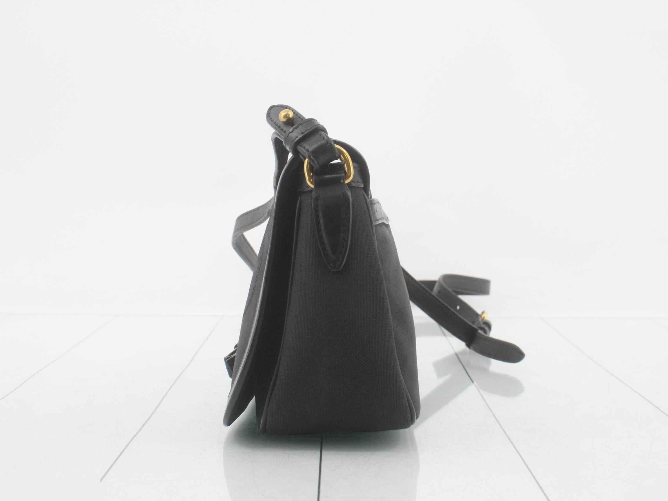 Logo Jacquard Canvas Ribbon Shoulder Bag, Black — view 3
