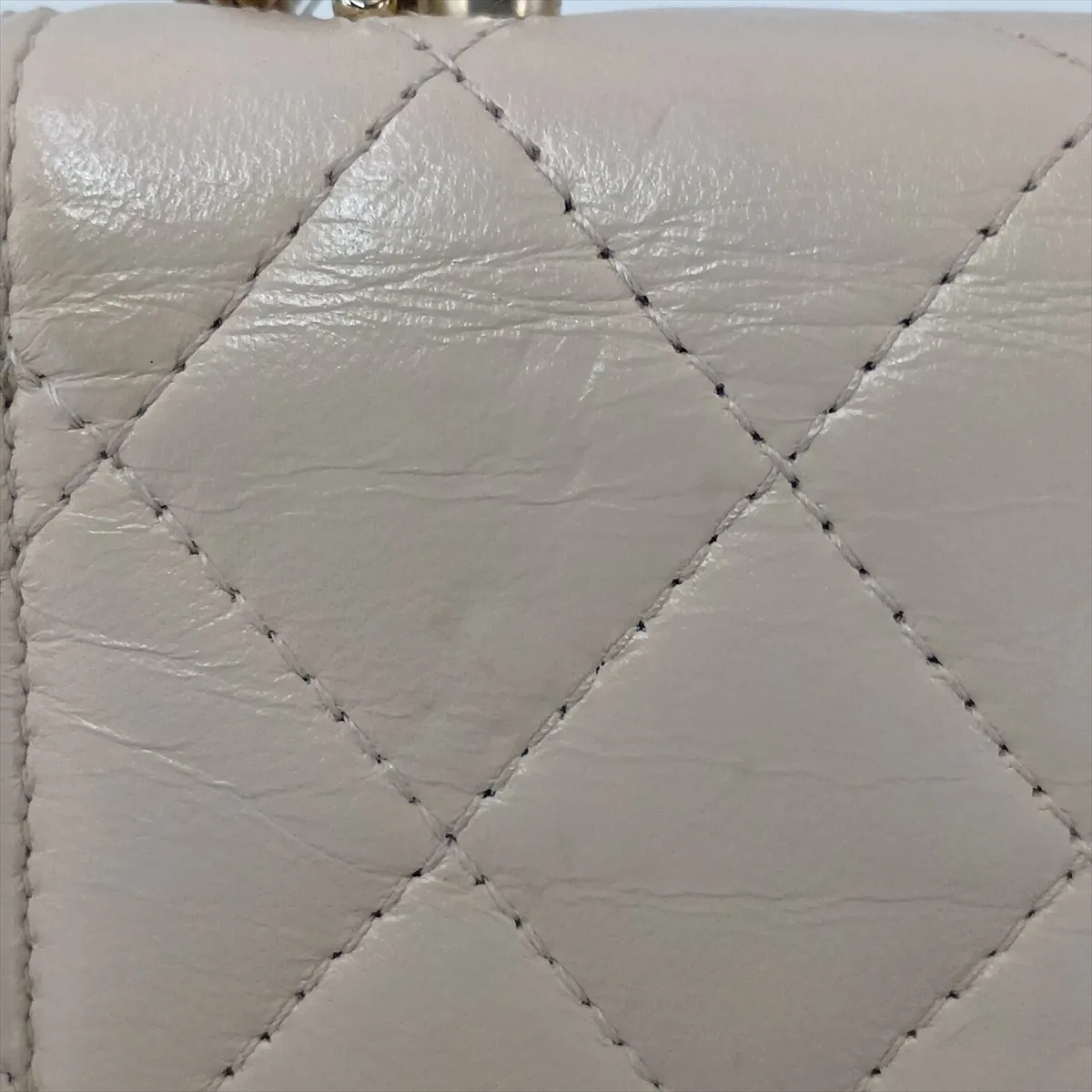 Matelassé Lambskin Chain Shoulder Bag, Top Handle, Beige, Gold Hardware, LEGK3A8L, Random Serial Number — view 12