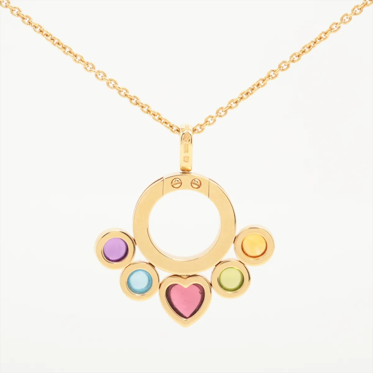 Allegra Multicolor Colored Stone Necklace 750(YG) 15.7g Small Stone Scratches — view 2