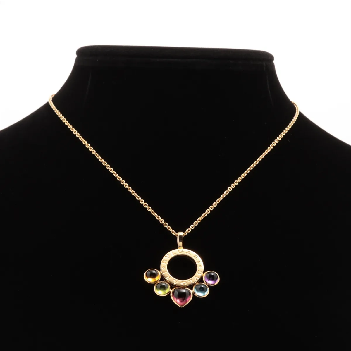 Allegra Multicolor Colored Stone Necklace 750(YG) 15.7g Small Stone Scratches — view 5
