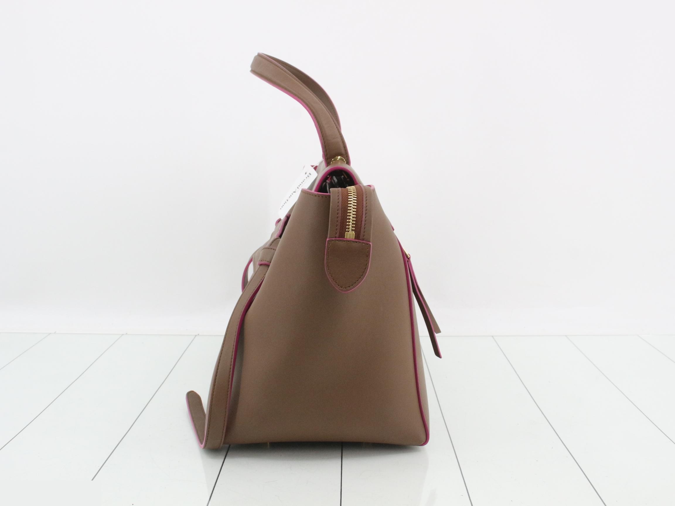 Belt Small Bag, Brown, Purple, Leather — view 3