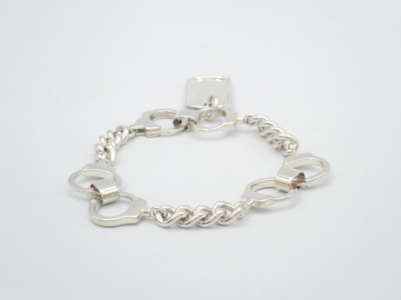 Handcuff motif bracelet, stamped "17", actual size 18cm, 925/27.9g — view 2