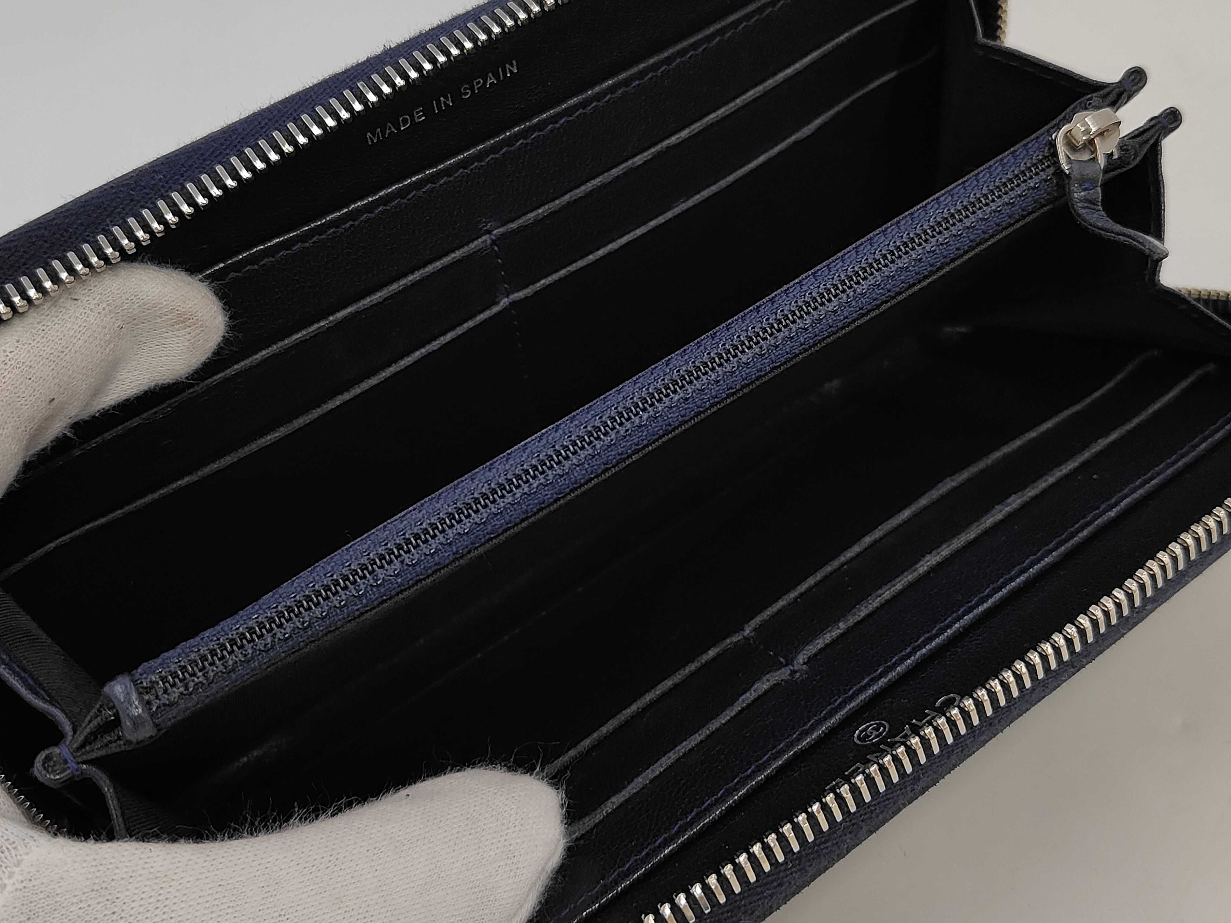 Long Wallet Mademoiselle Round Zipper Navy Wallet — view 4