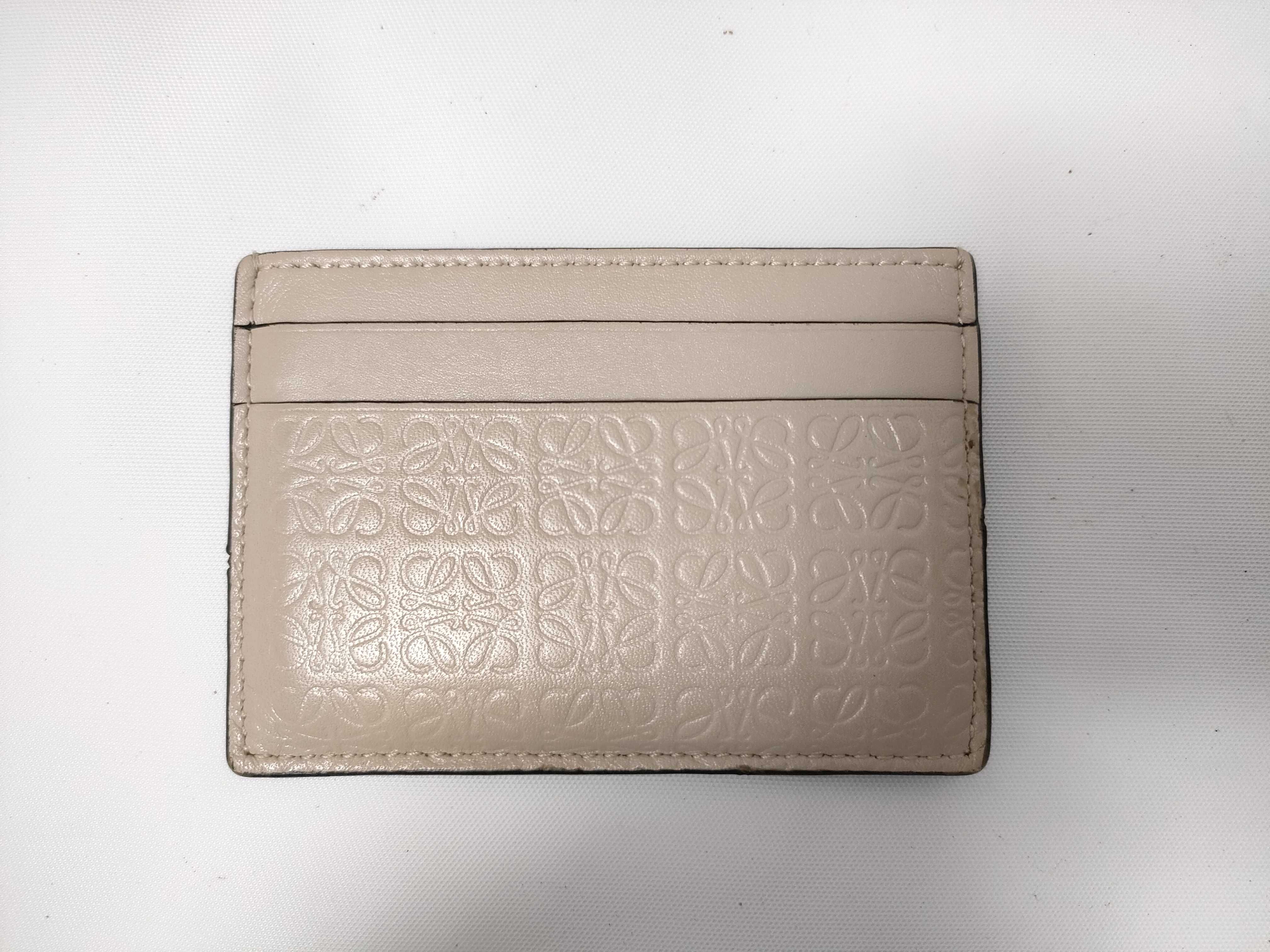 Anagram Card Case, Leather, Beige (Card Case/Pass Case/Business Card Holder)