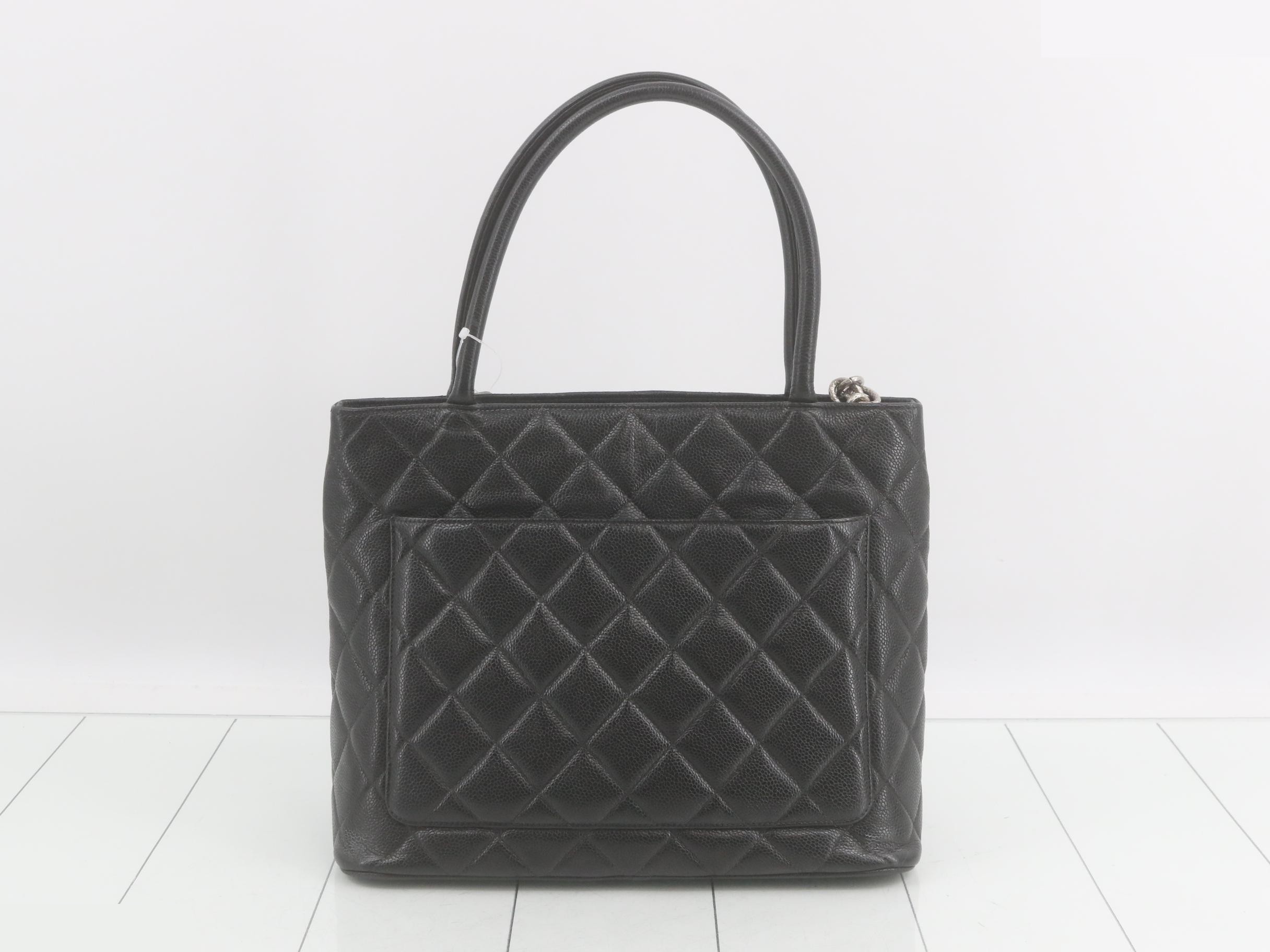 Reissue Tote Bag, Caviar Skin Handbag, Black — view 2